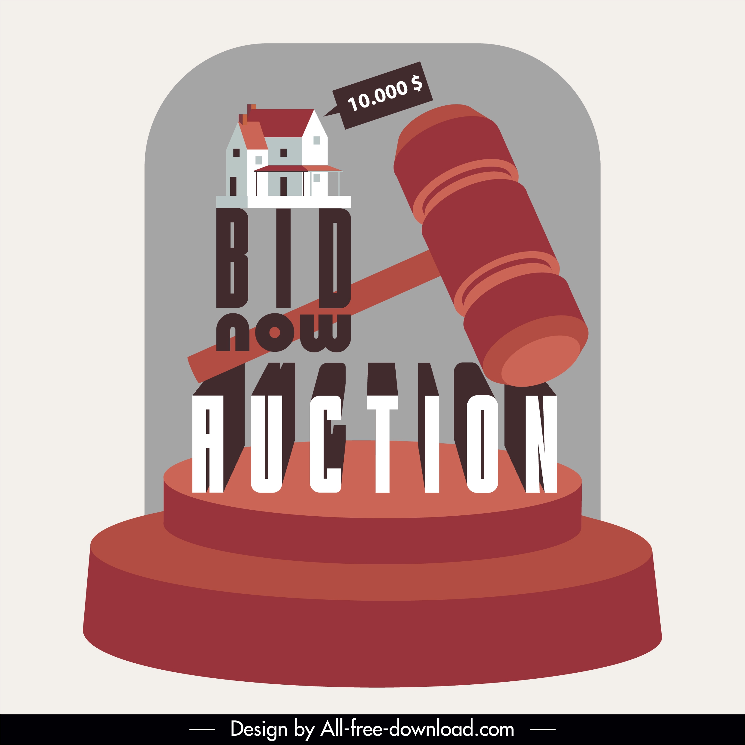 auction background 3d design house hammer texts decor