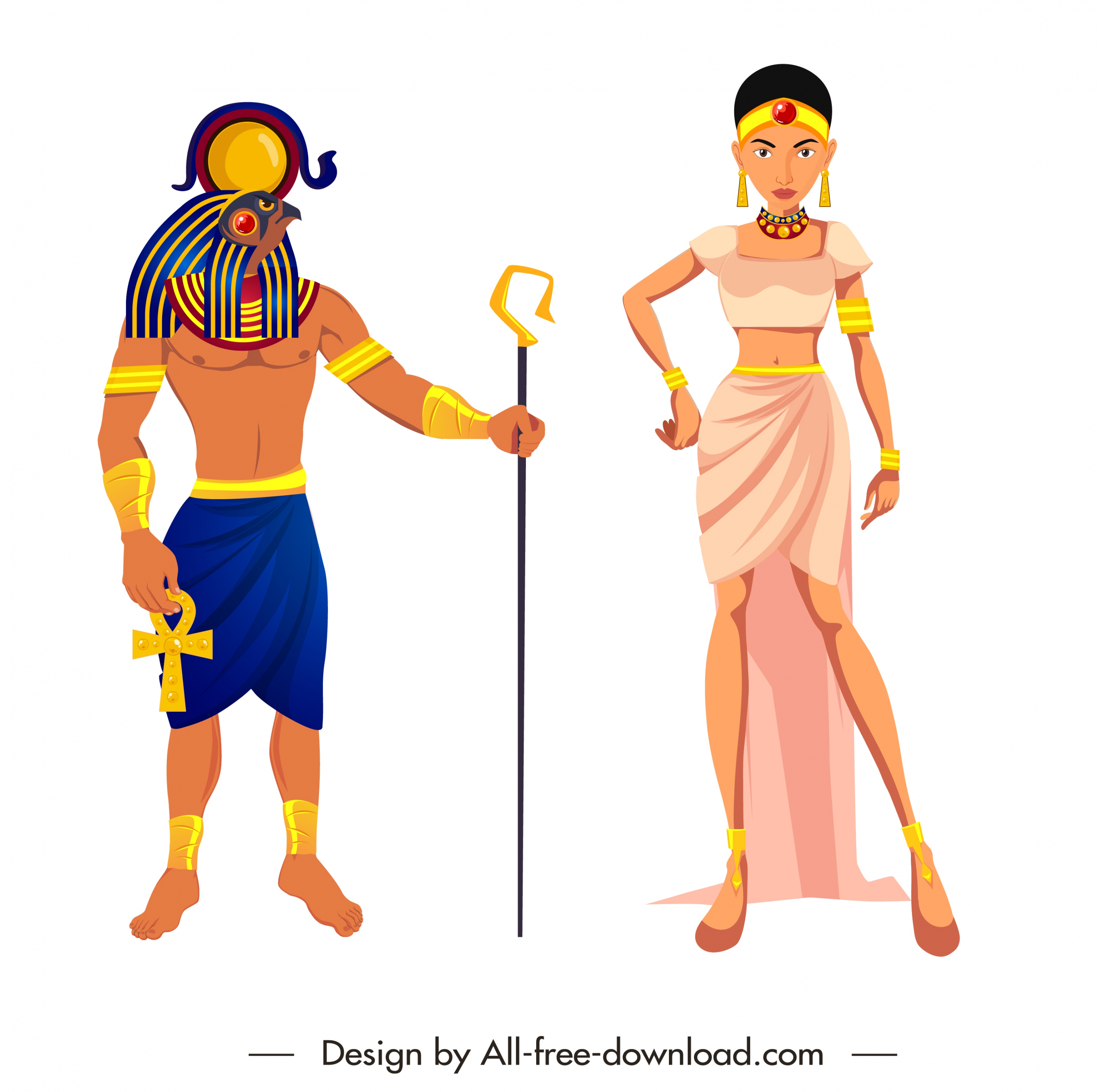 ancient egypt design elements royal personnel cartoon characters