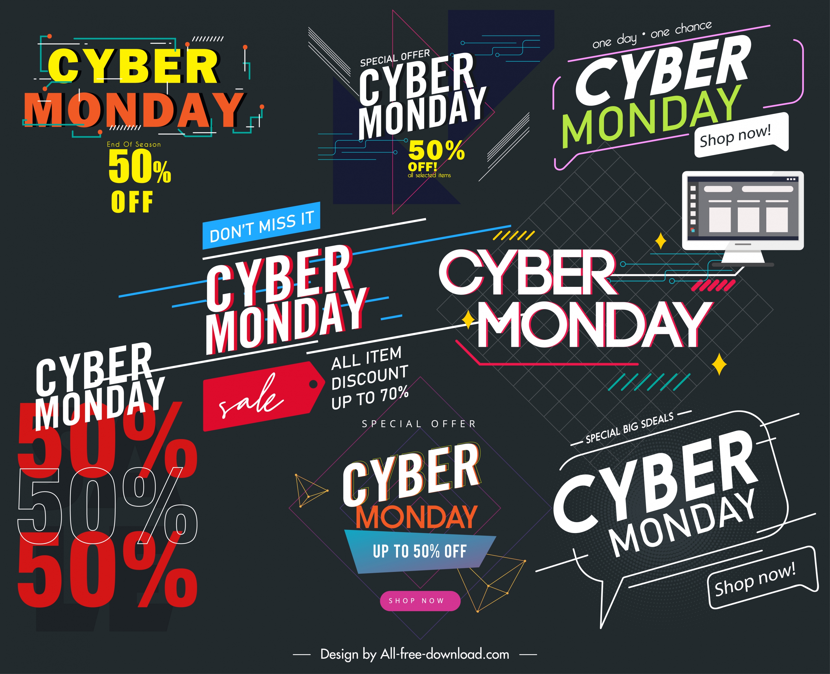 cyber monday decor templates modern dynamic texts