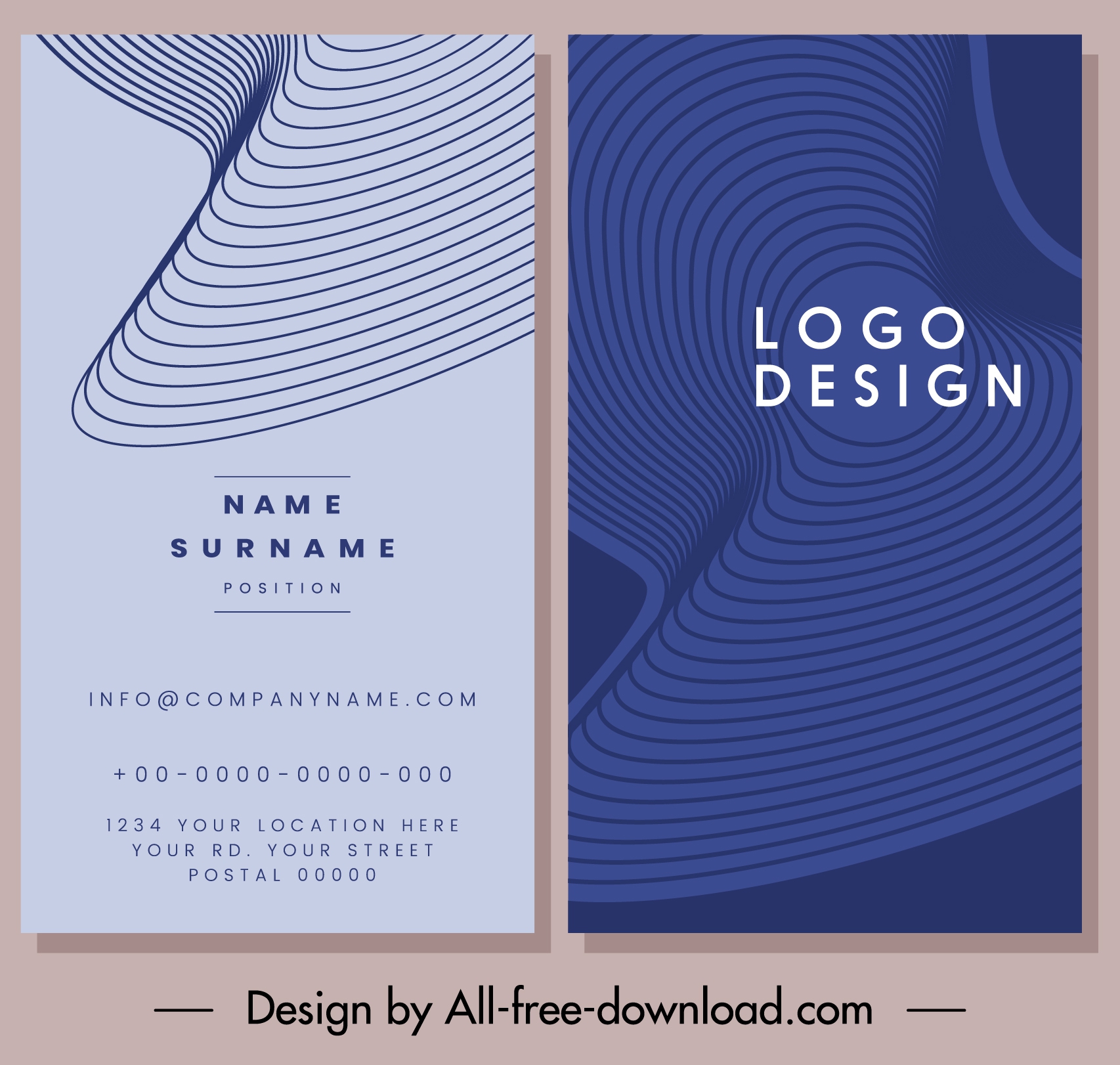 business card template abstract spiral 3d shapes vertical design