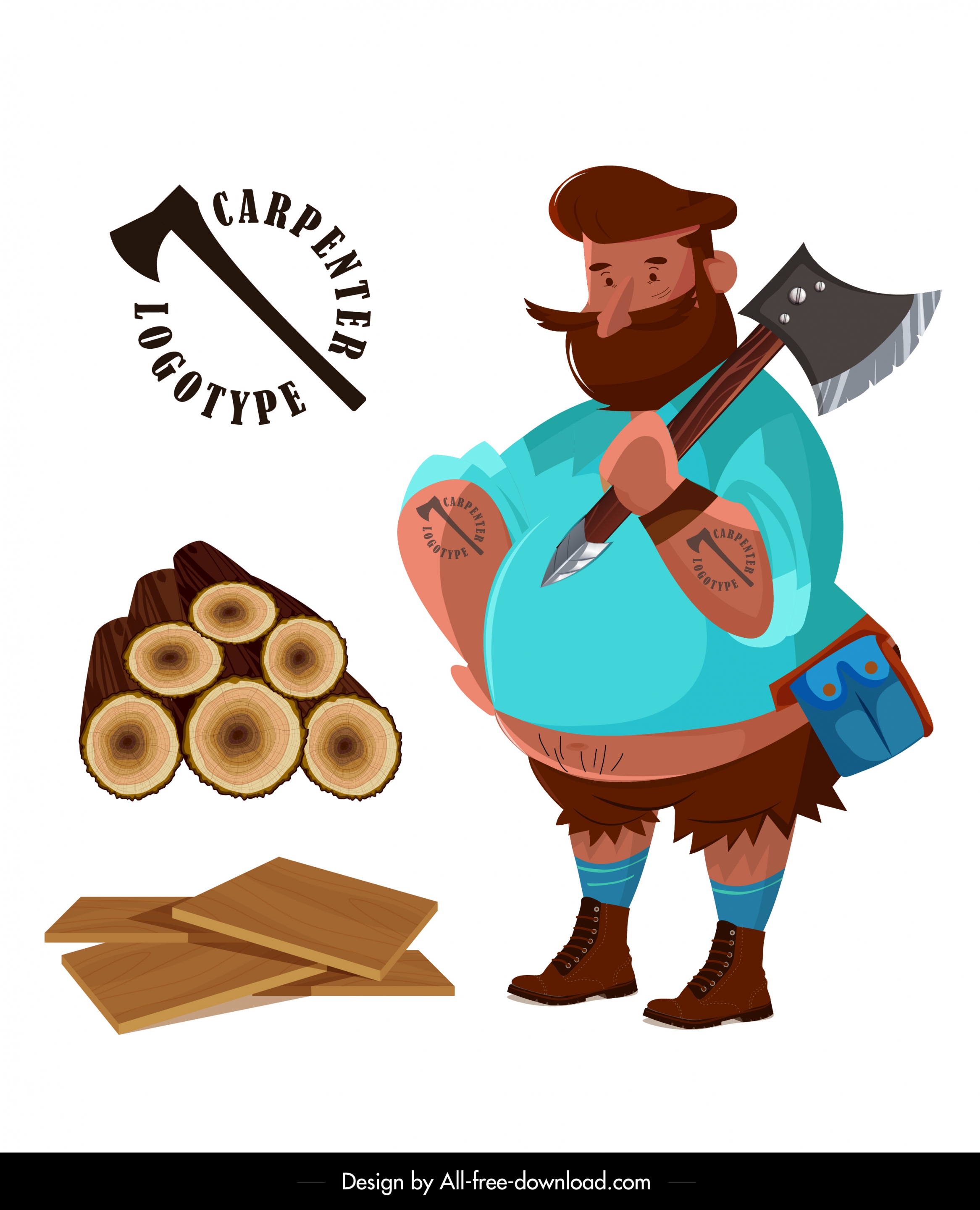 carpenter work icons lumberjack wood plank sketch