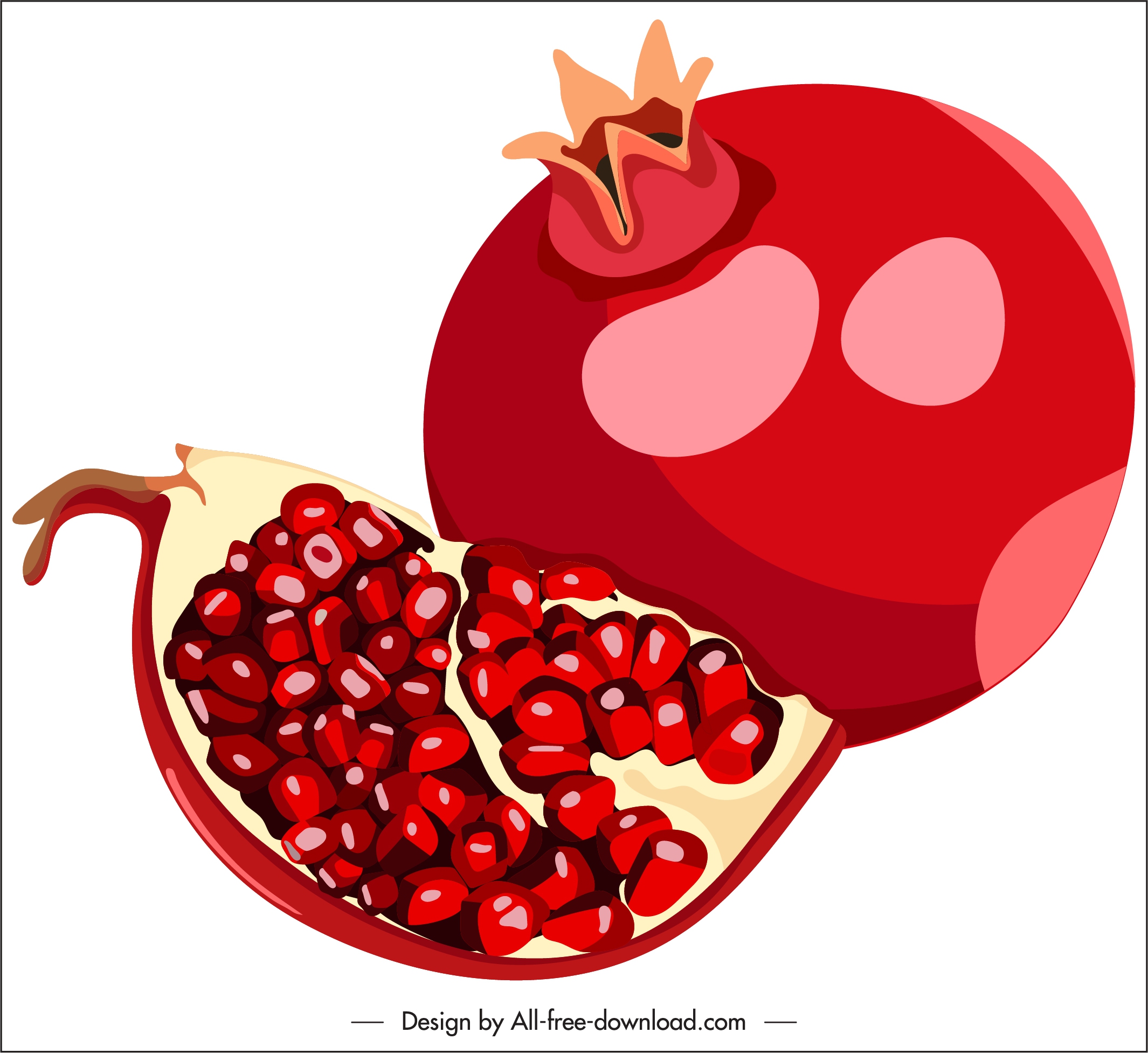 pomegranate fruit icon red classic design slice sketch