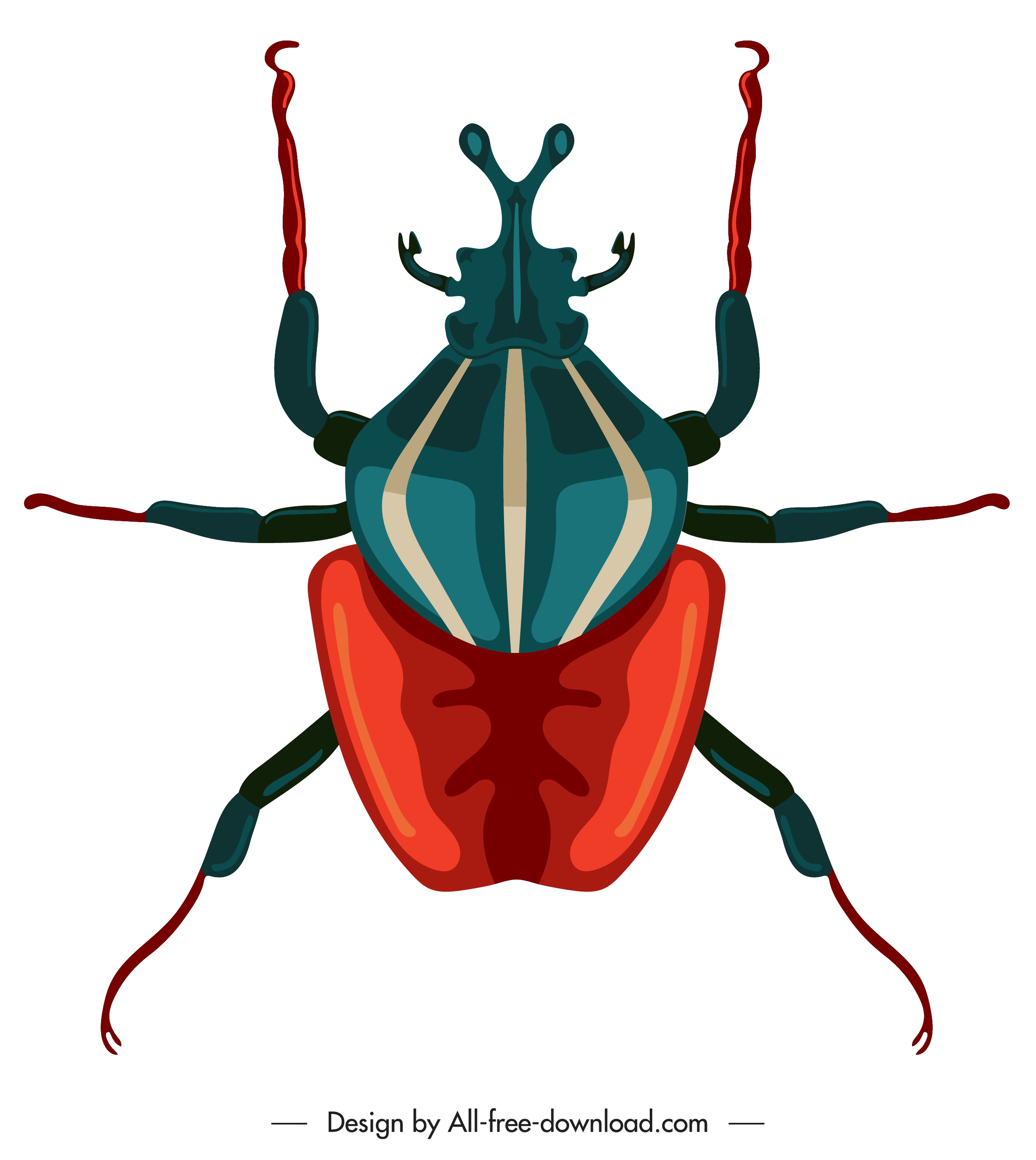 beetle insect icon colored closeup symmetric design