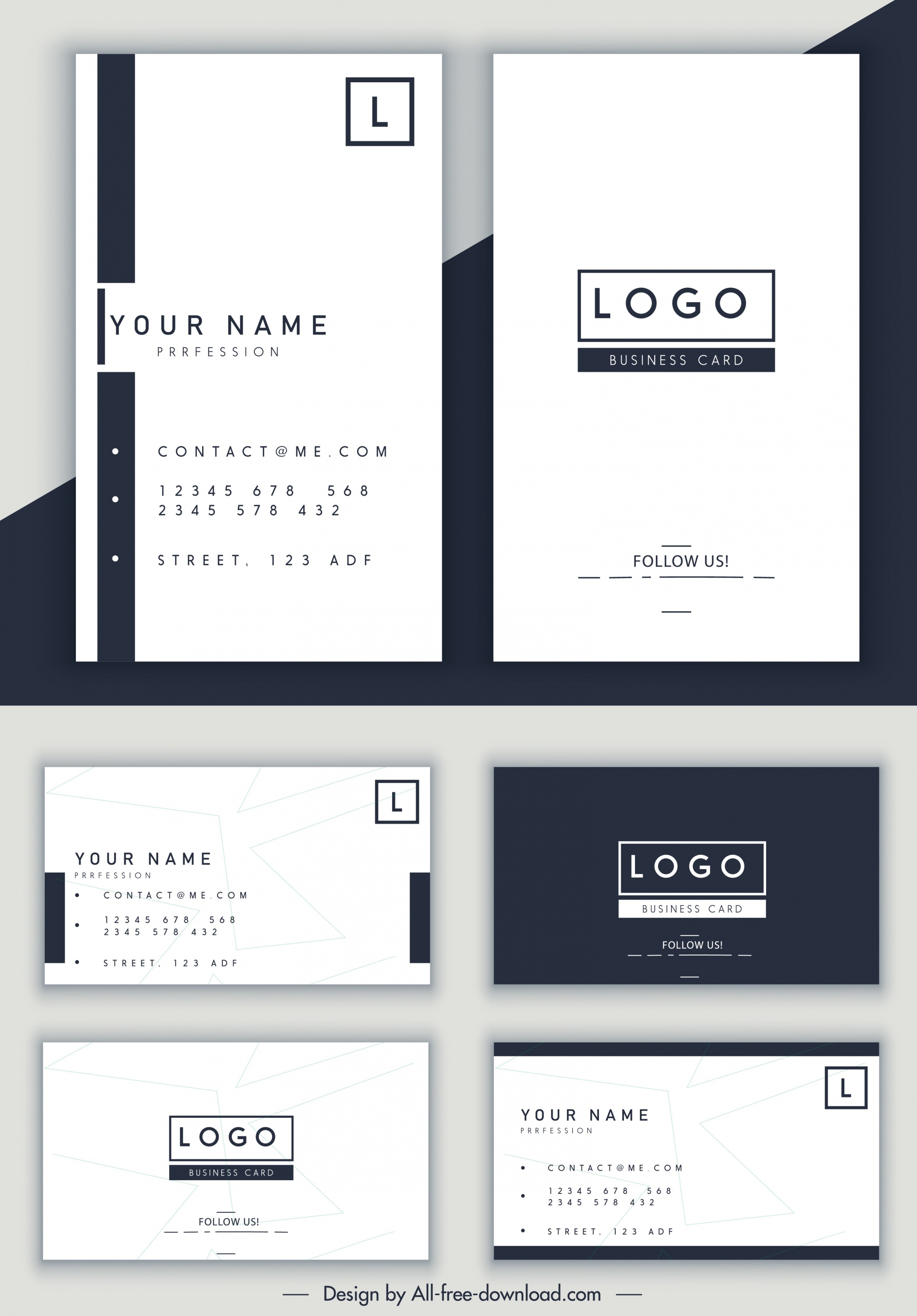 name card template simple horizontal vertical design