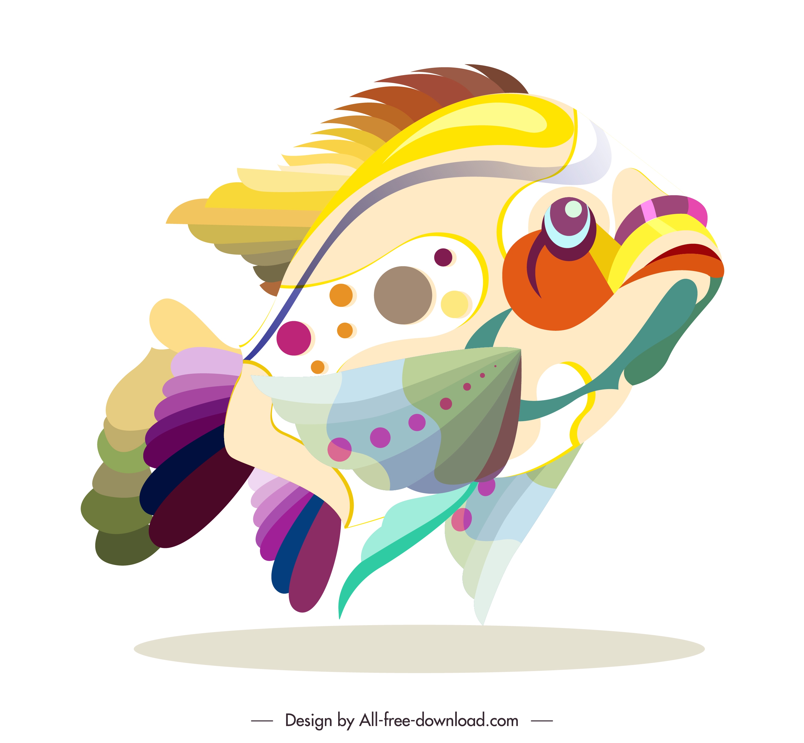 fish animal icon colorful flat sketch