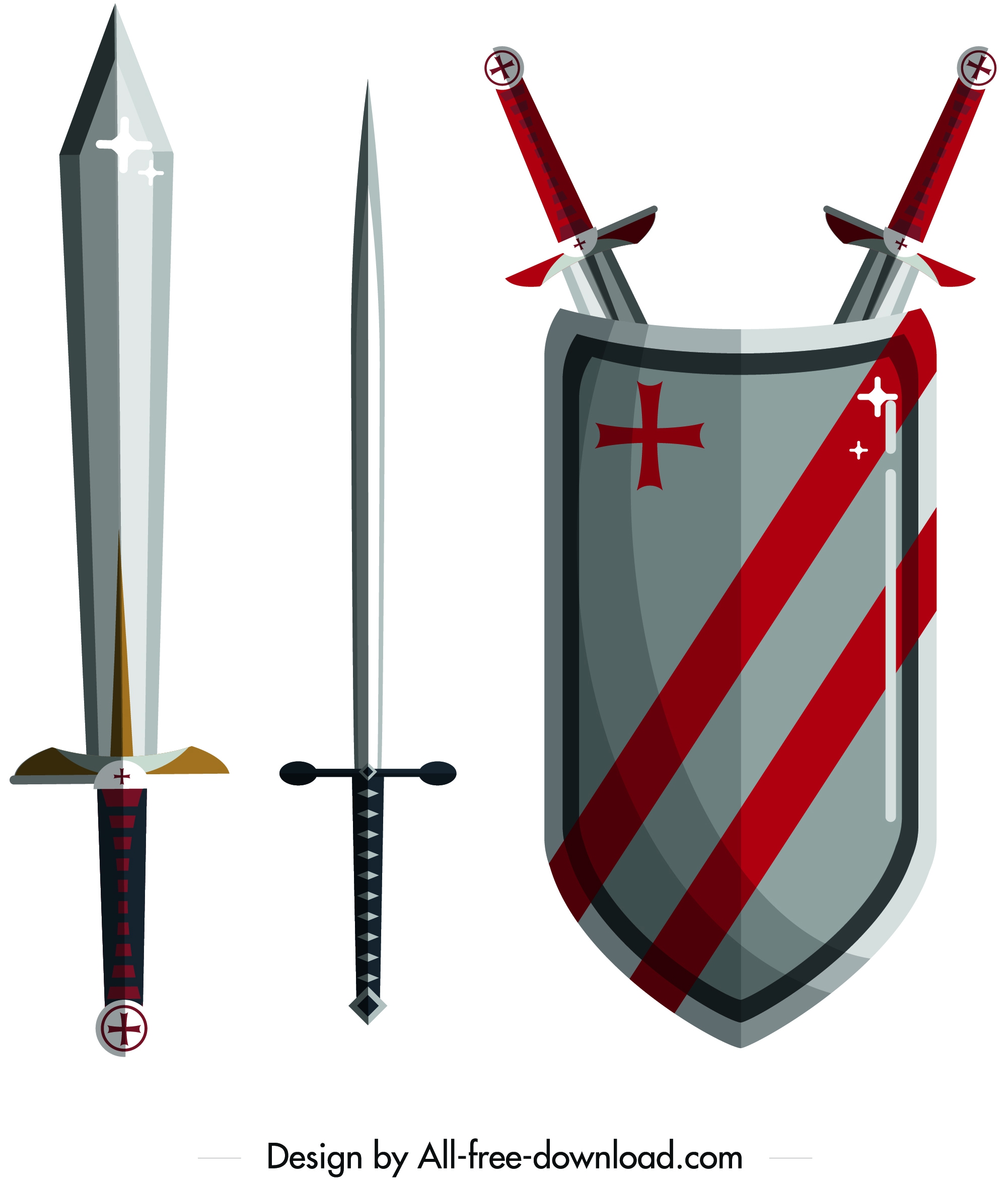 knight tools design elements sword shield icons