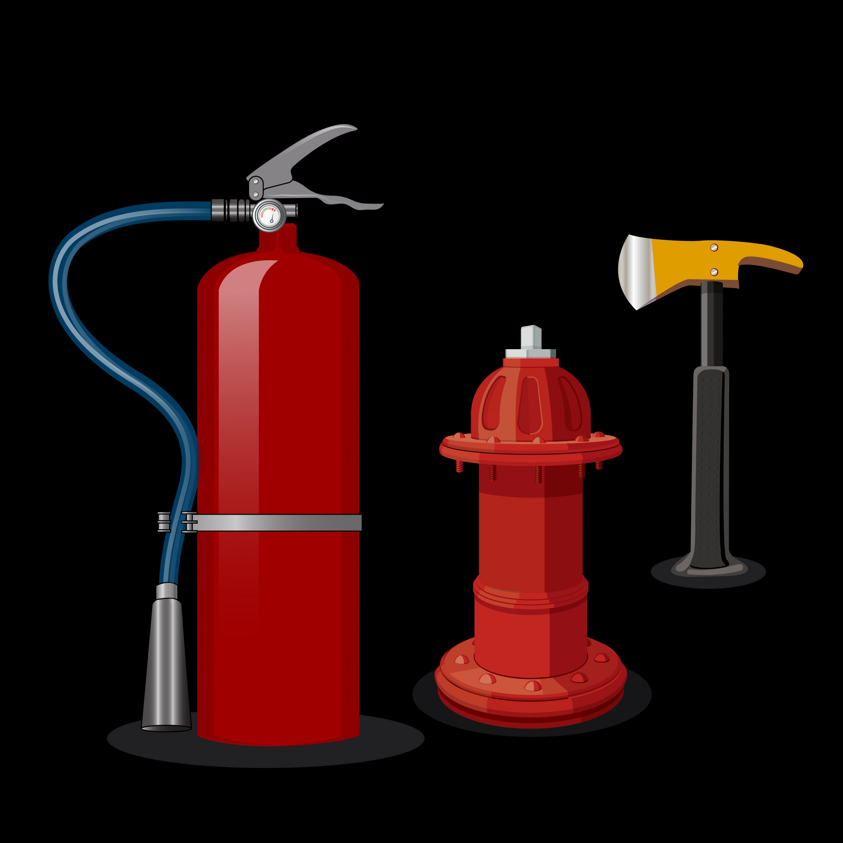 fire extinguish icons 3d colored realistic design