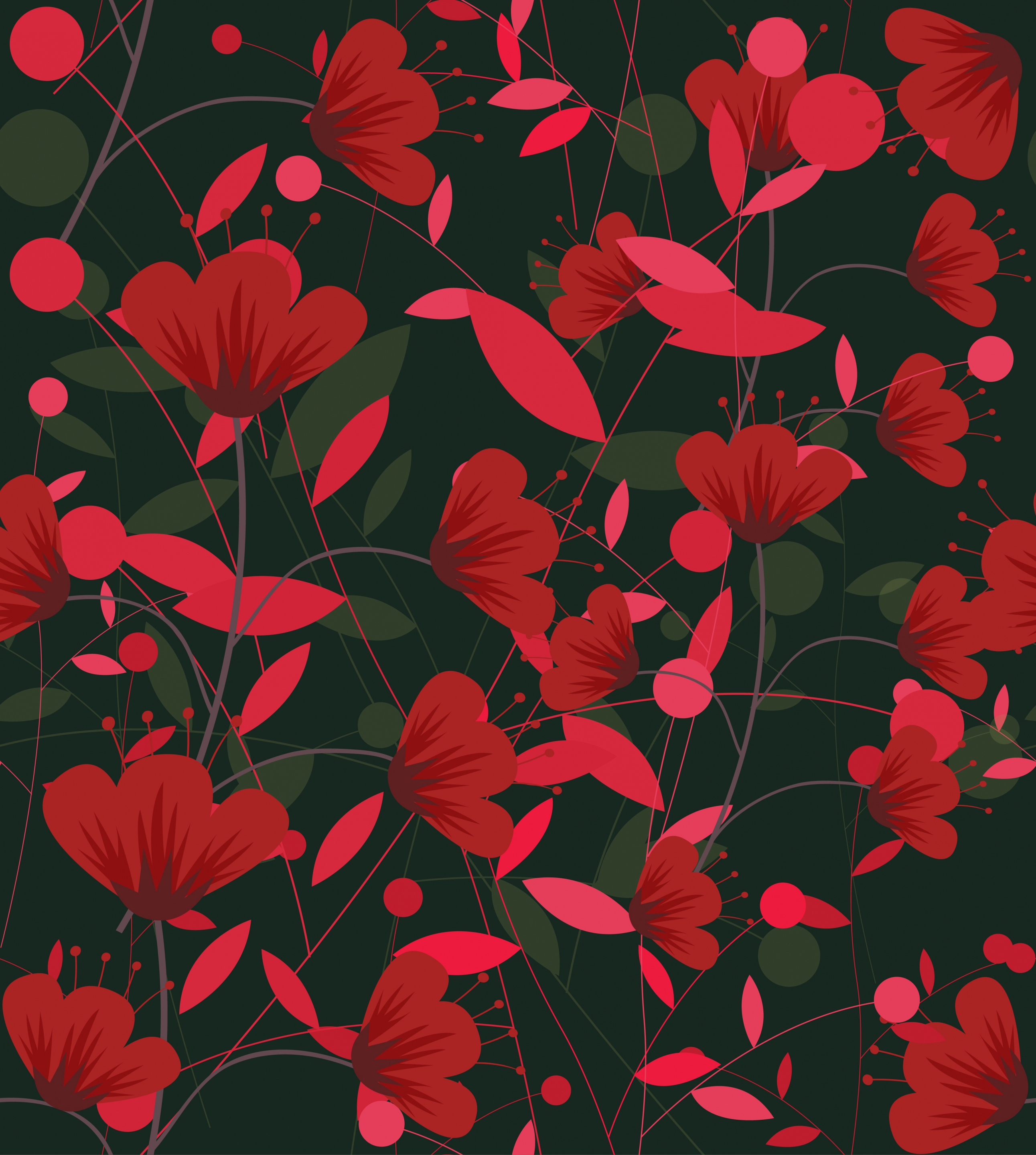 flowers pattern classical dark red design