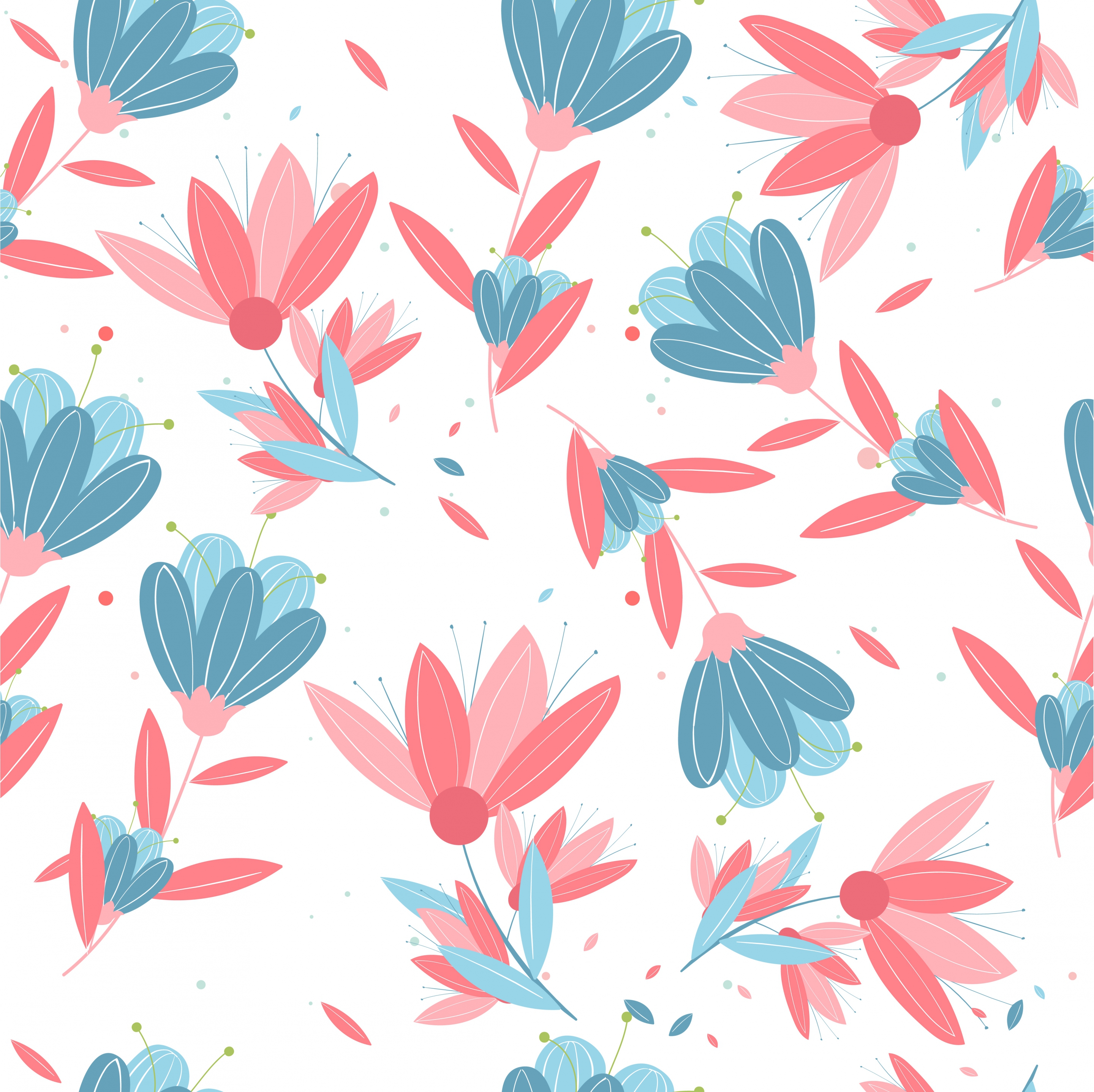 flowers pattern classical decor red blue design