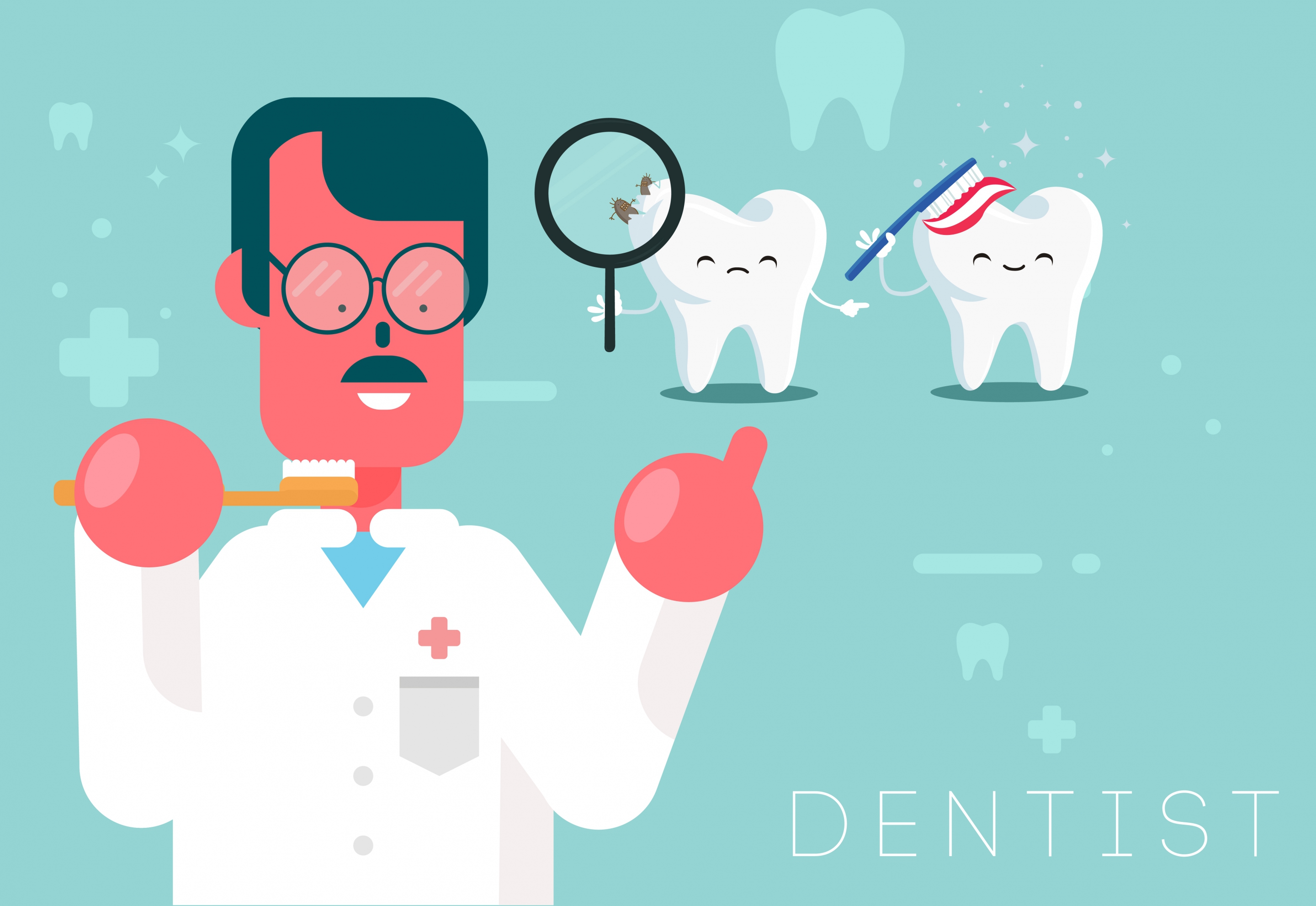 dental banner dentist stylized tooth icons