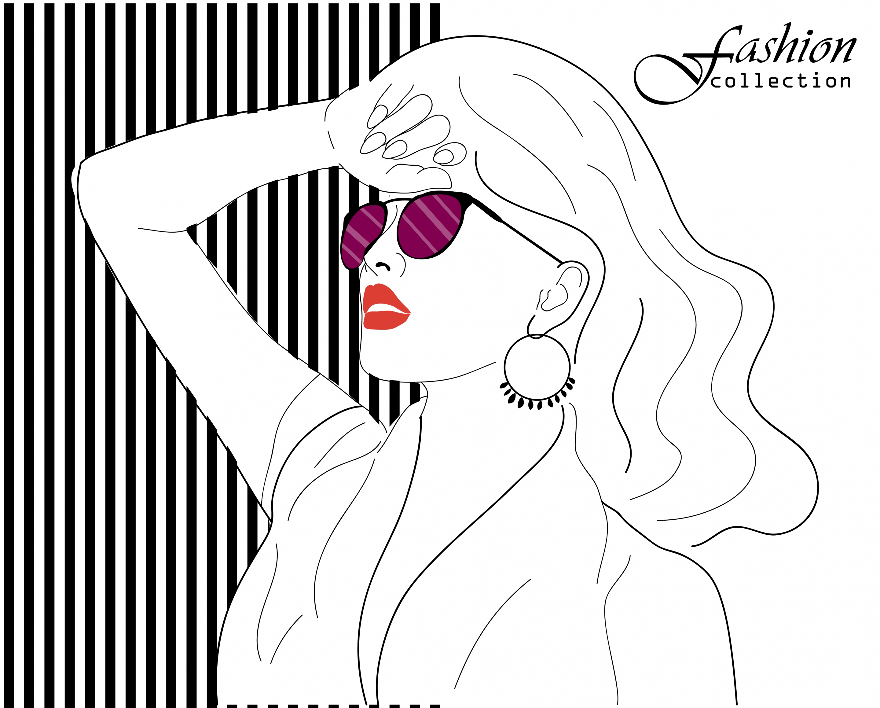 female fashion background beautiful lady icon handdrawn sketch