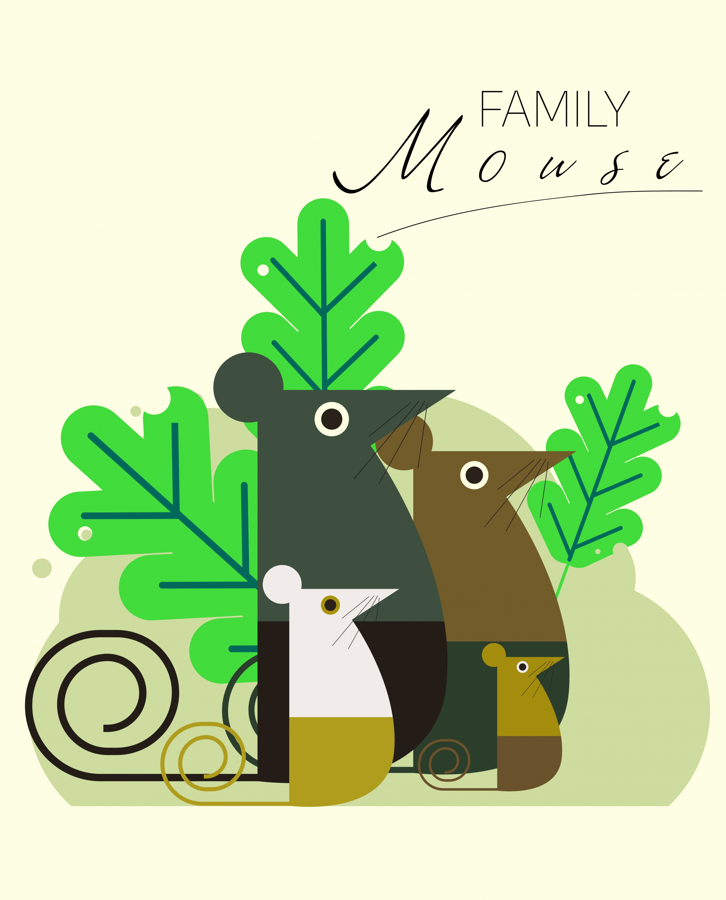 mouse family background classical colored flat design