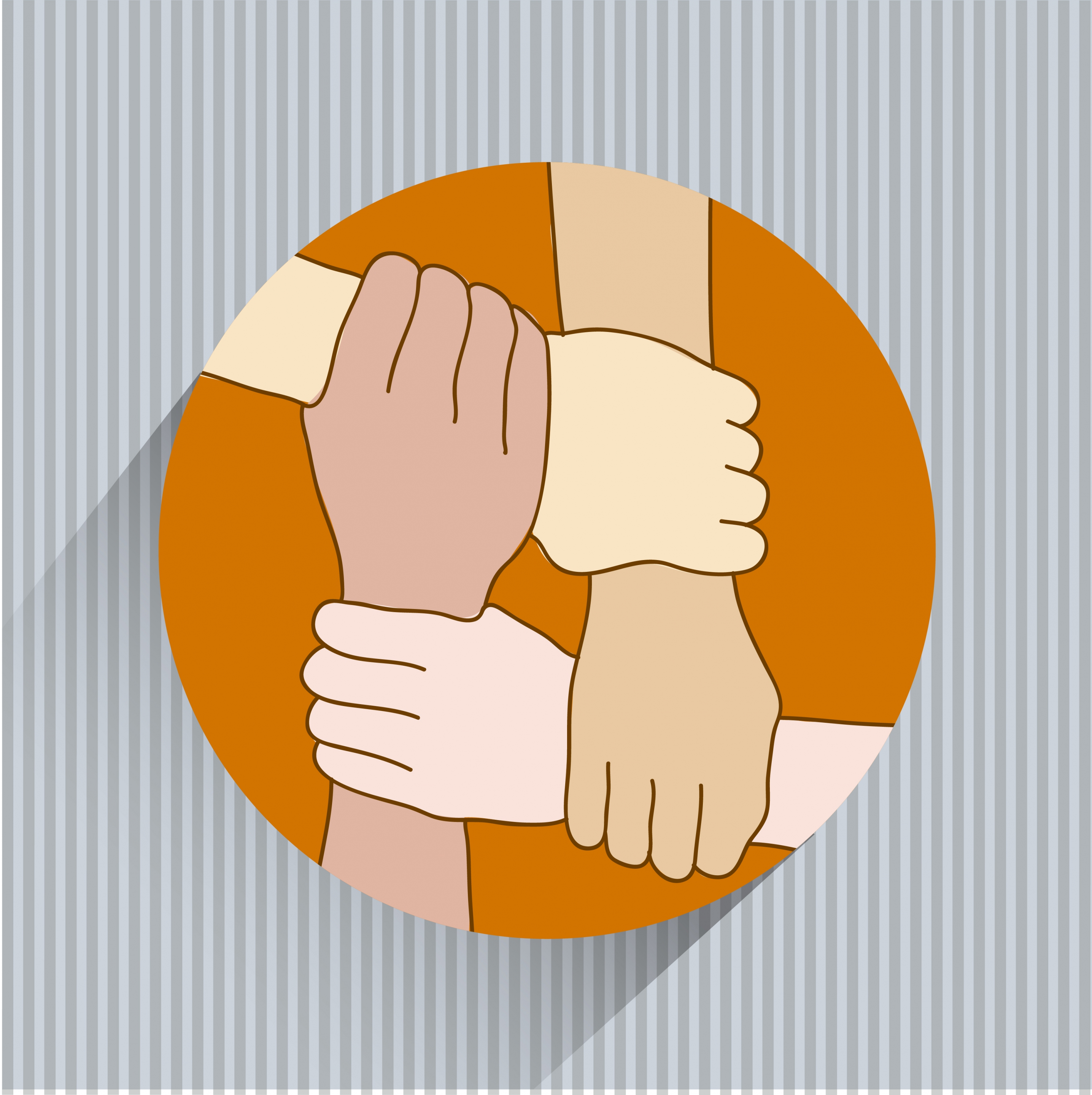 community combination banner holding hands icon round isolation