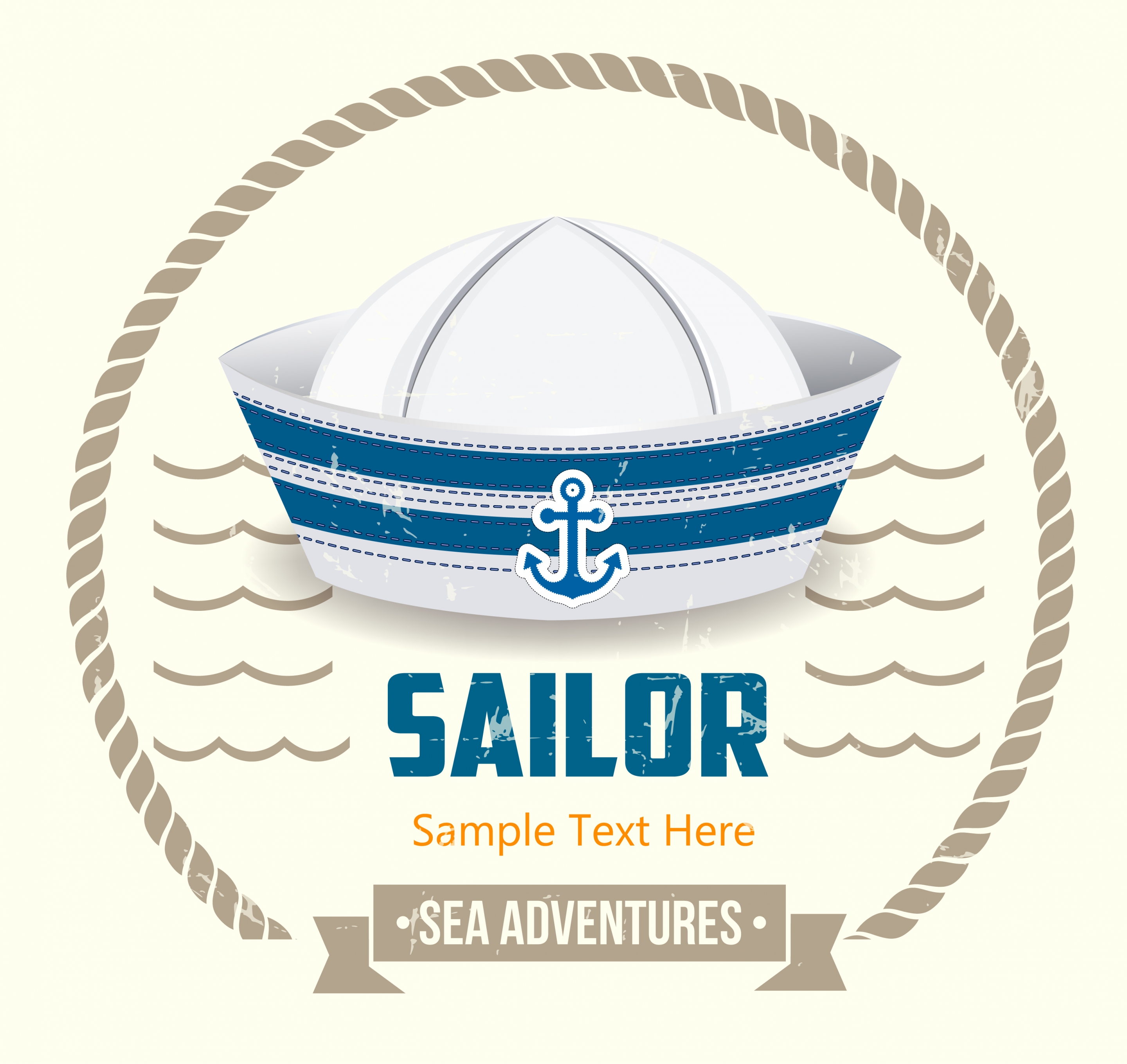 sailor banner hat waves icon circle decor