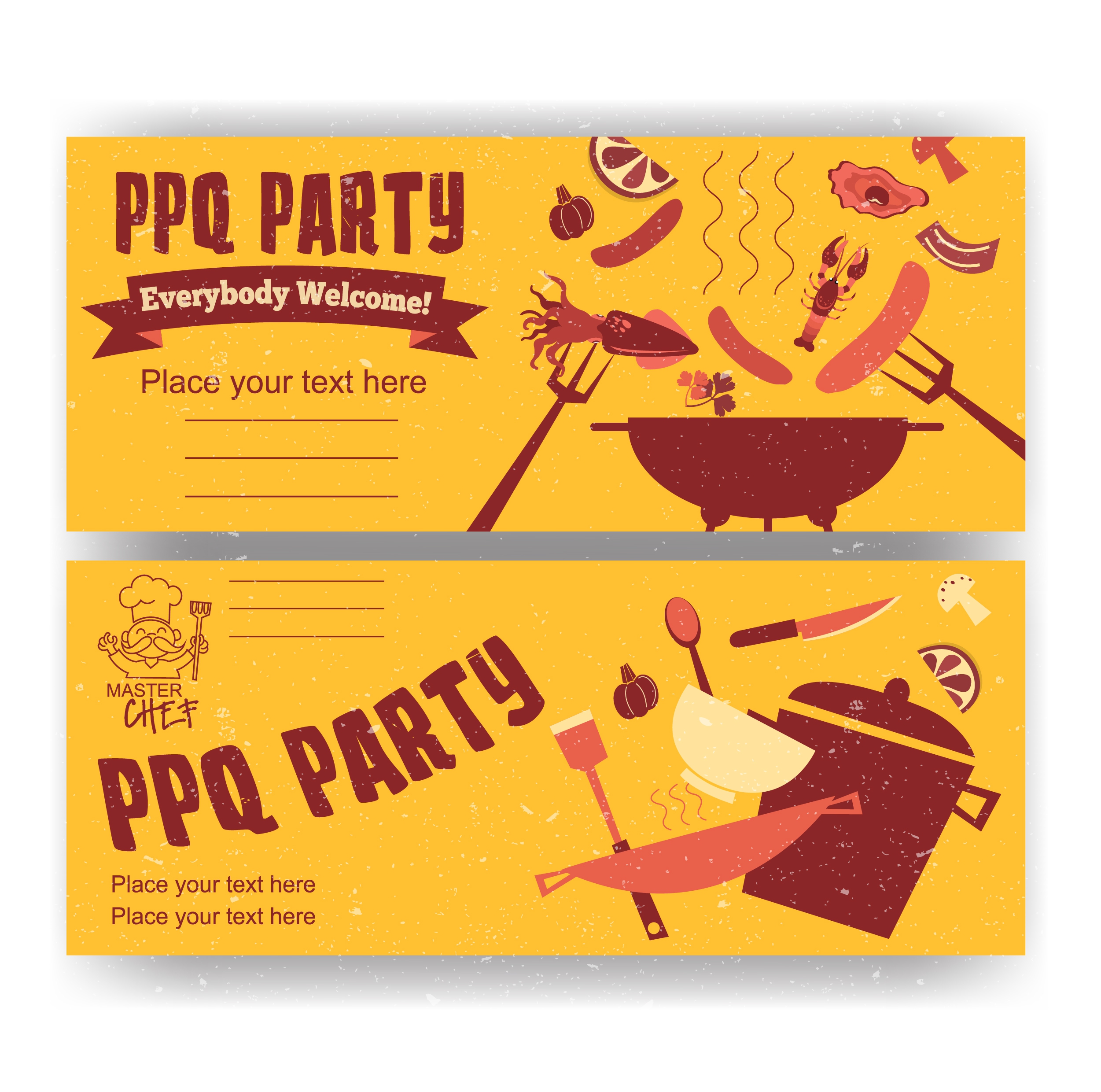 bbq party banners food kitchenware icons retro design