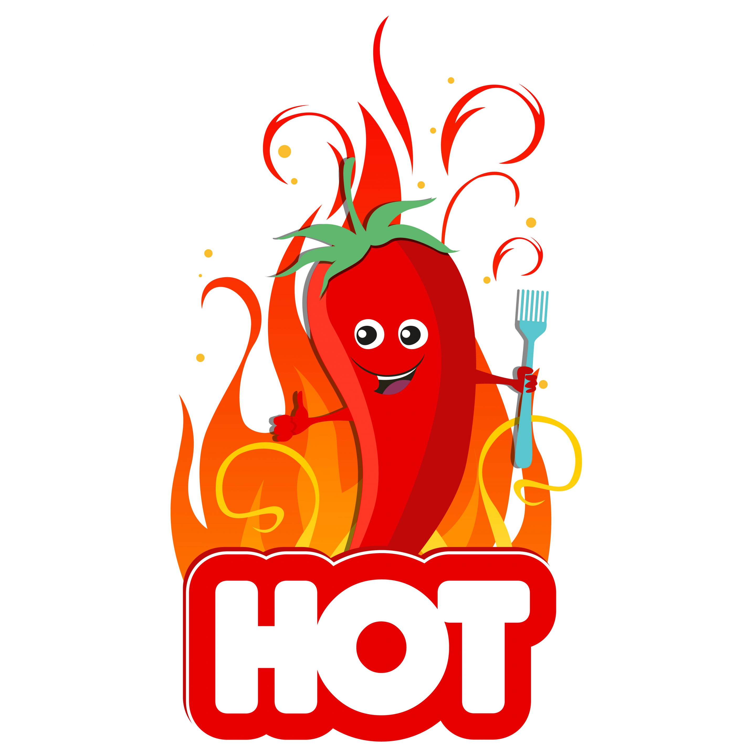 hot food advertising stylized red chilli flame icons