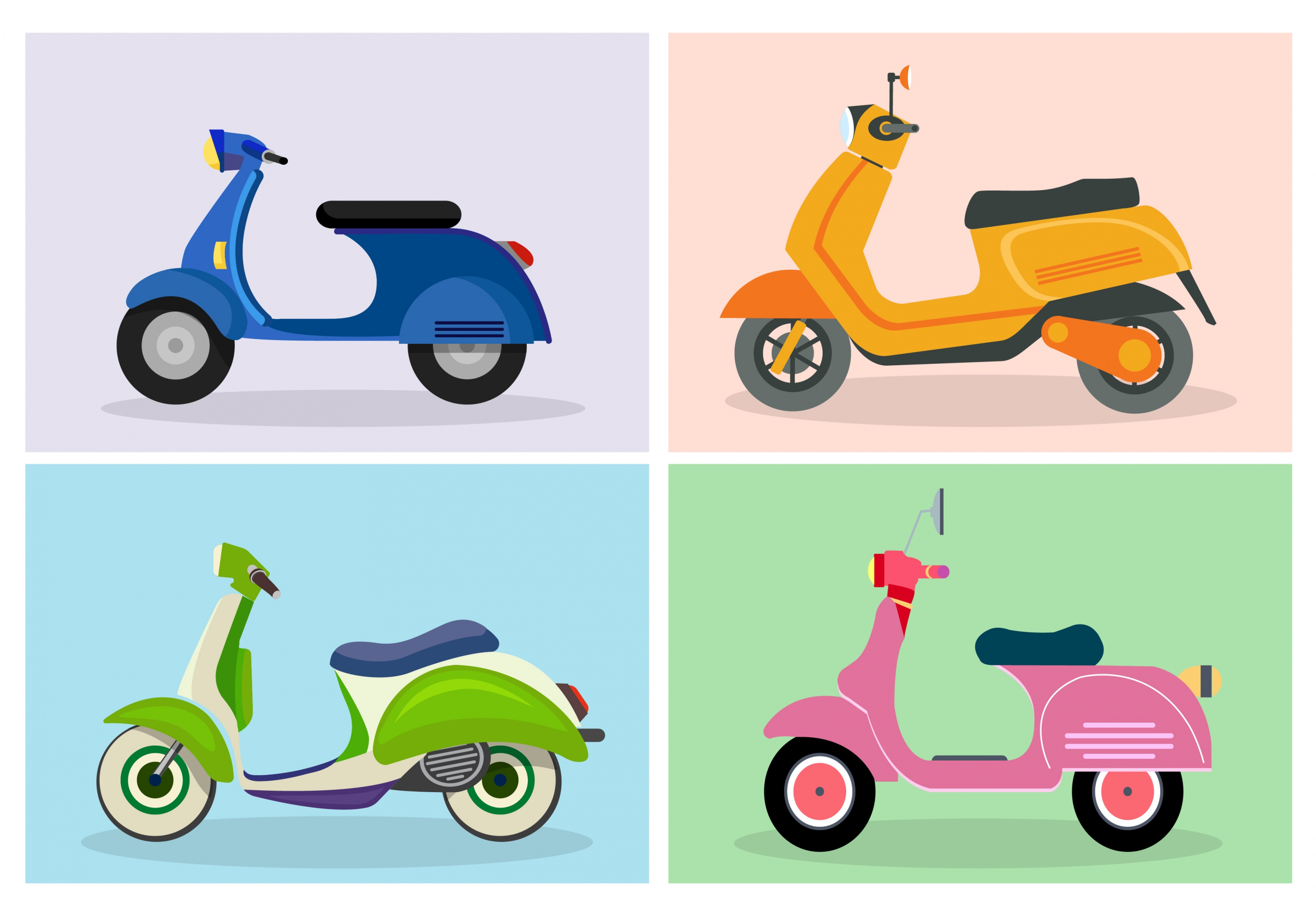 scooter icon templates colored classical design