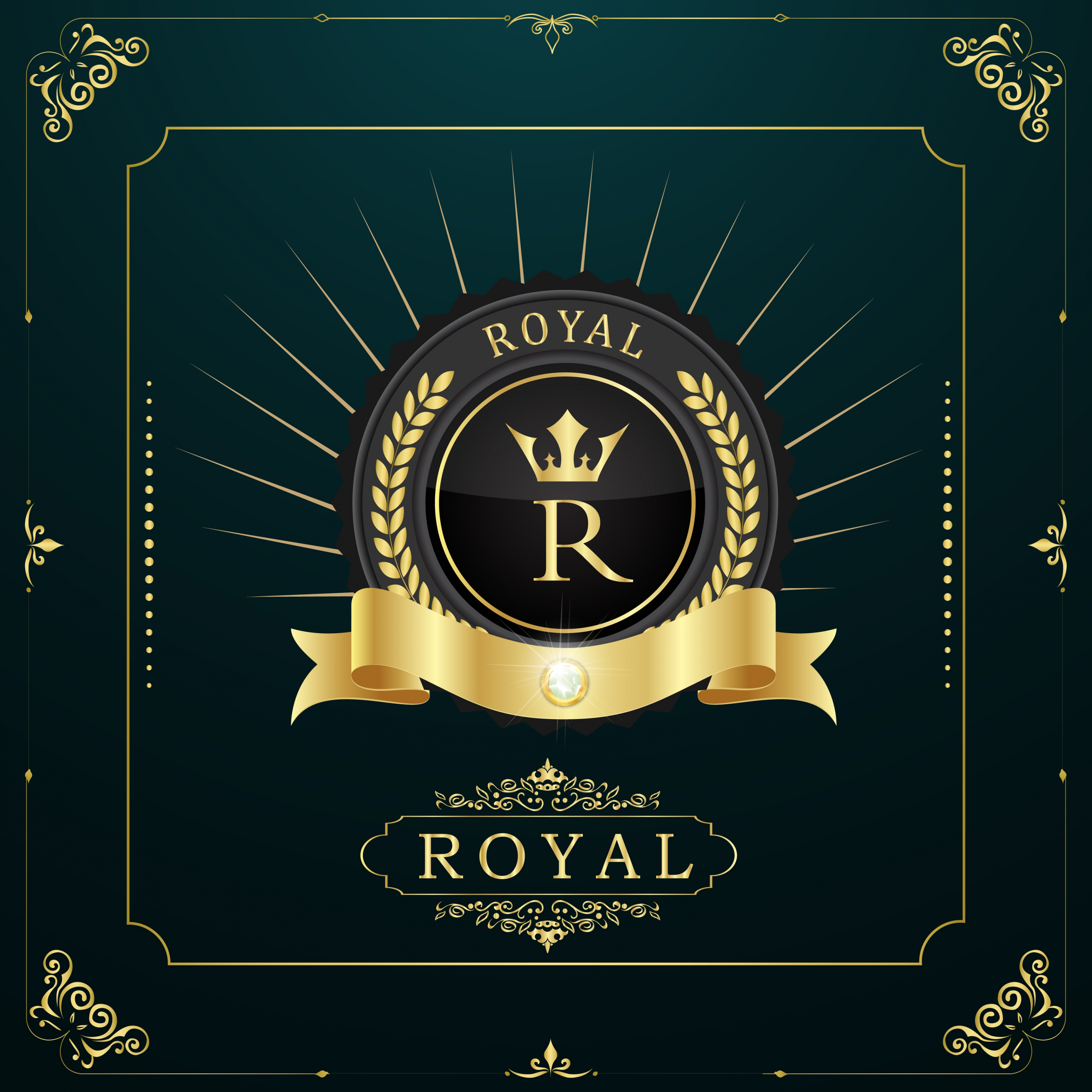 royal document cover template golden ribbon barley icons