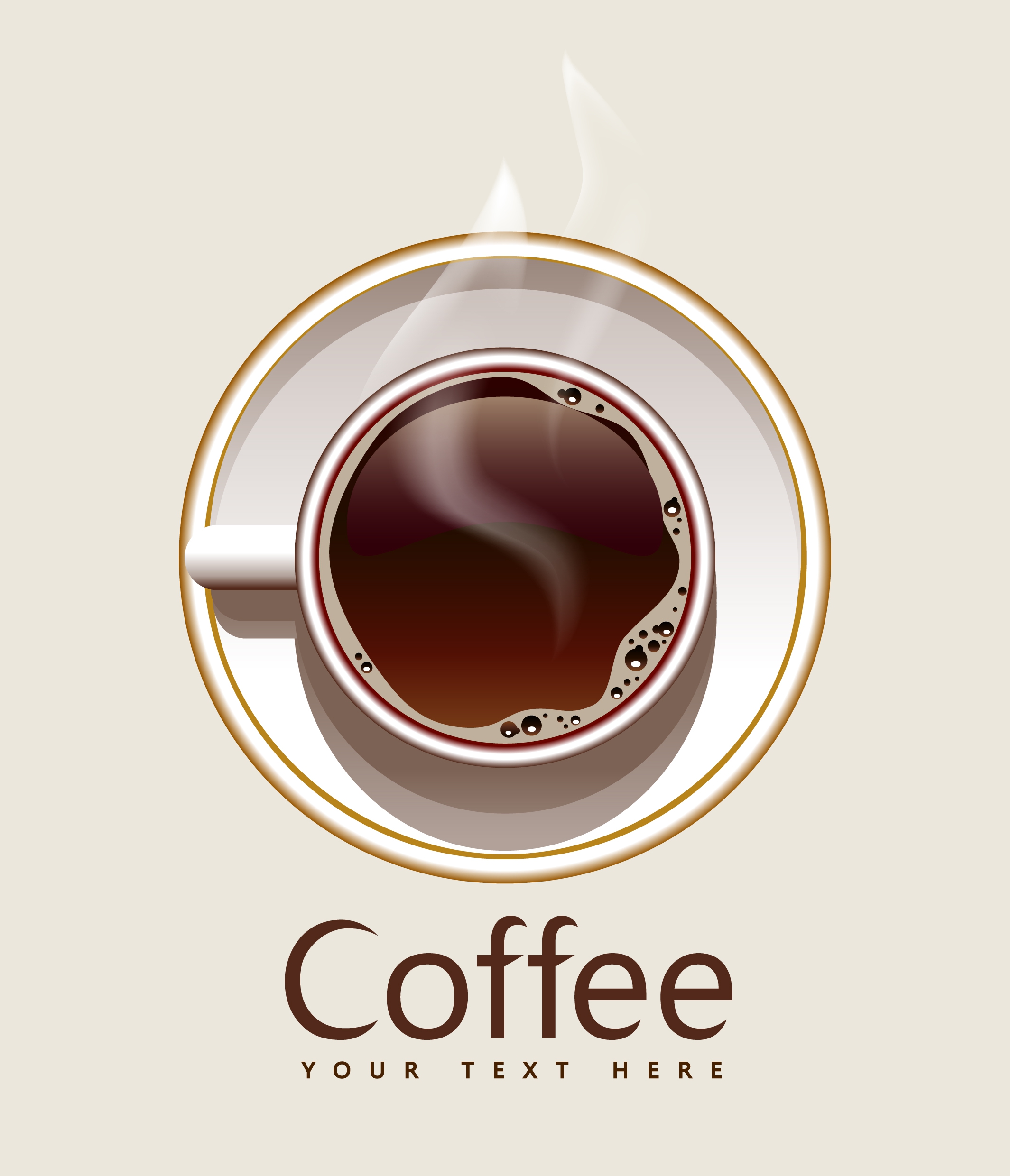 coffee advertisement hot cup icon upper view design