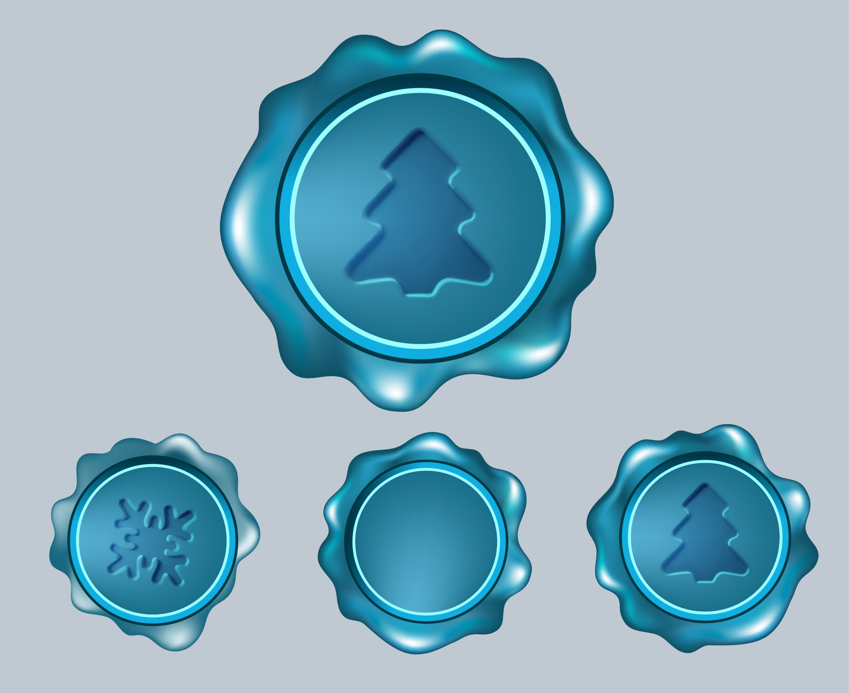 christmas seals collection shiny blue circle isolation