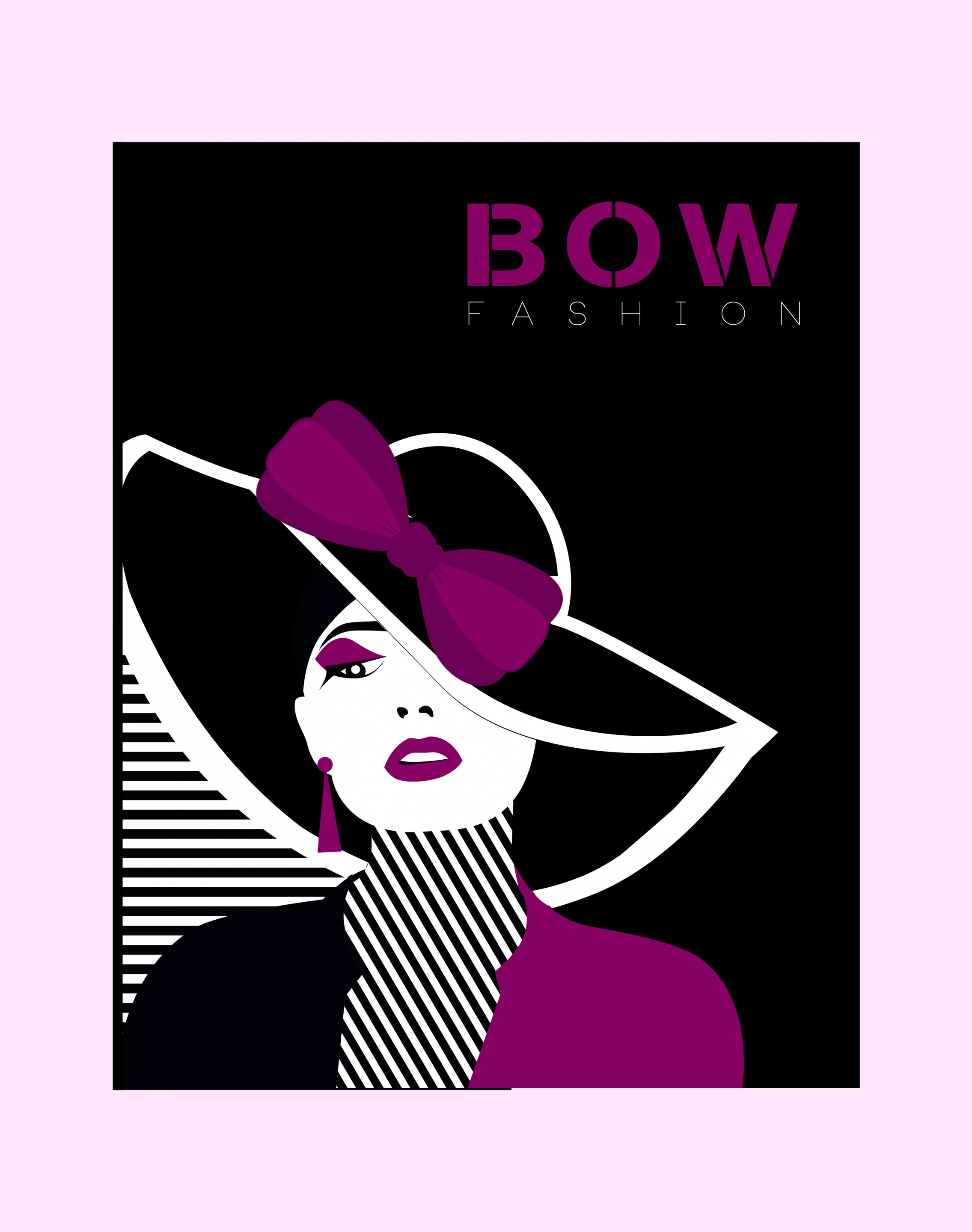 fashion banner violet bow model icons dark decor