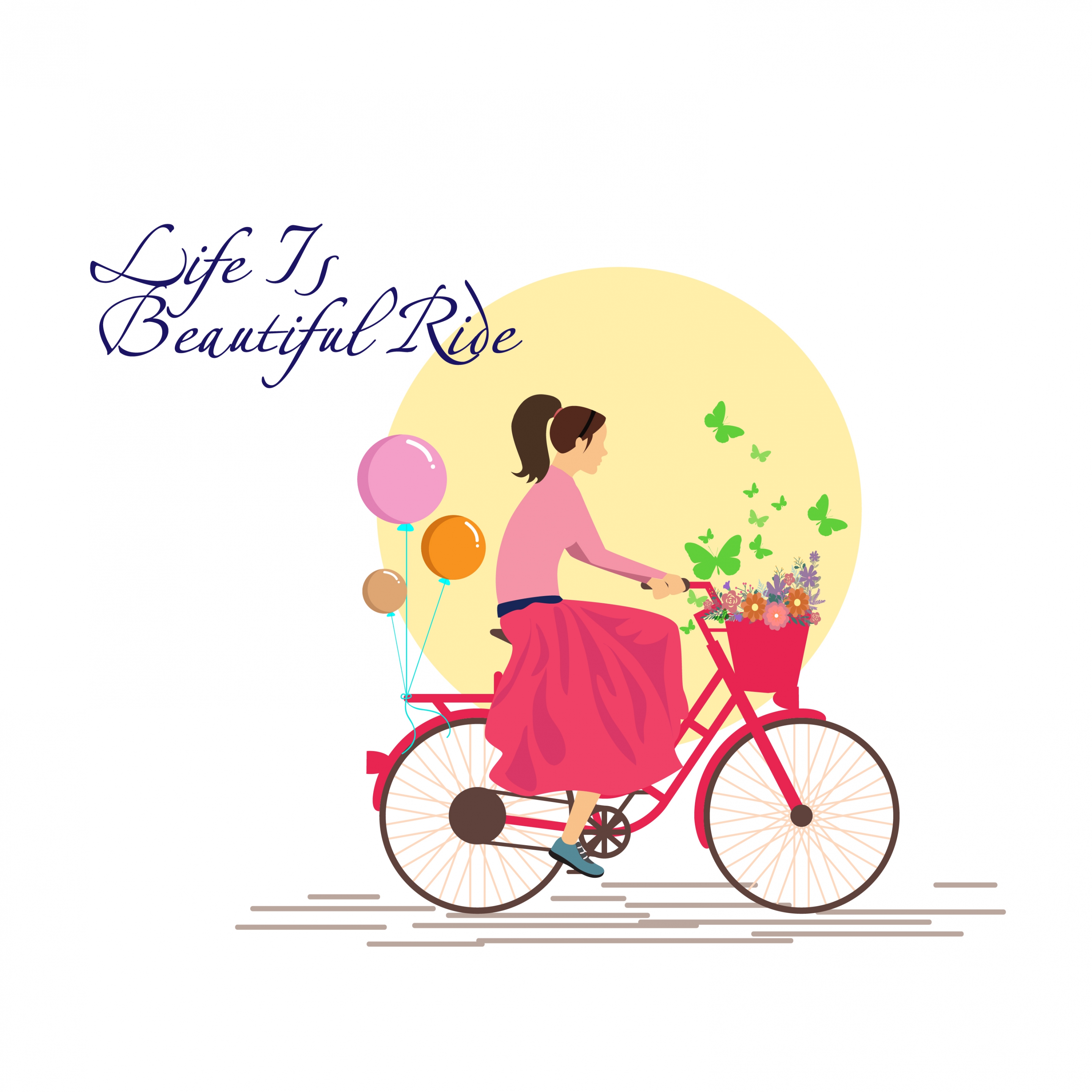 card cover template girl riding bicycle background