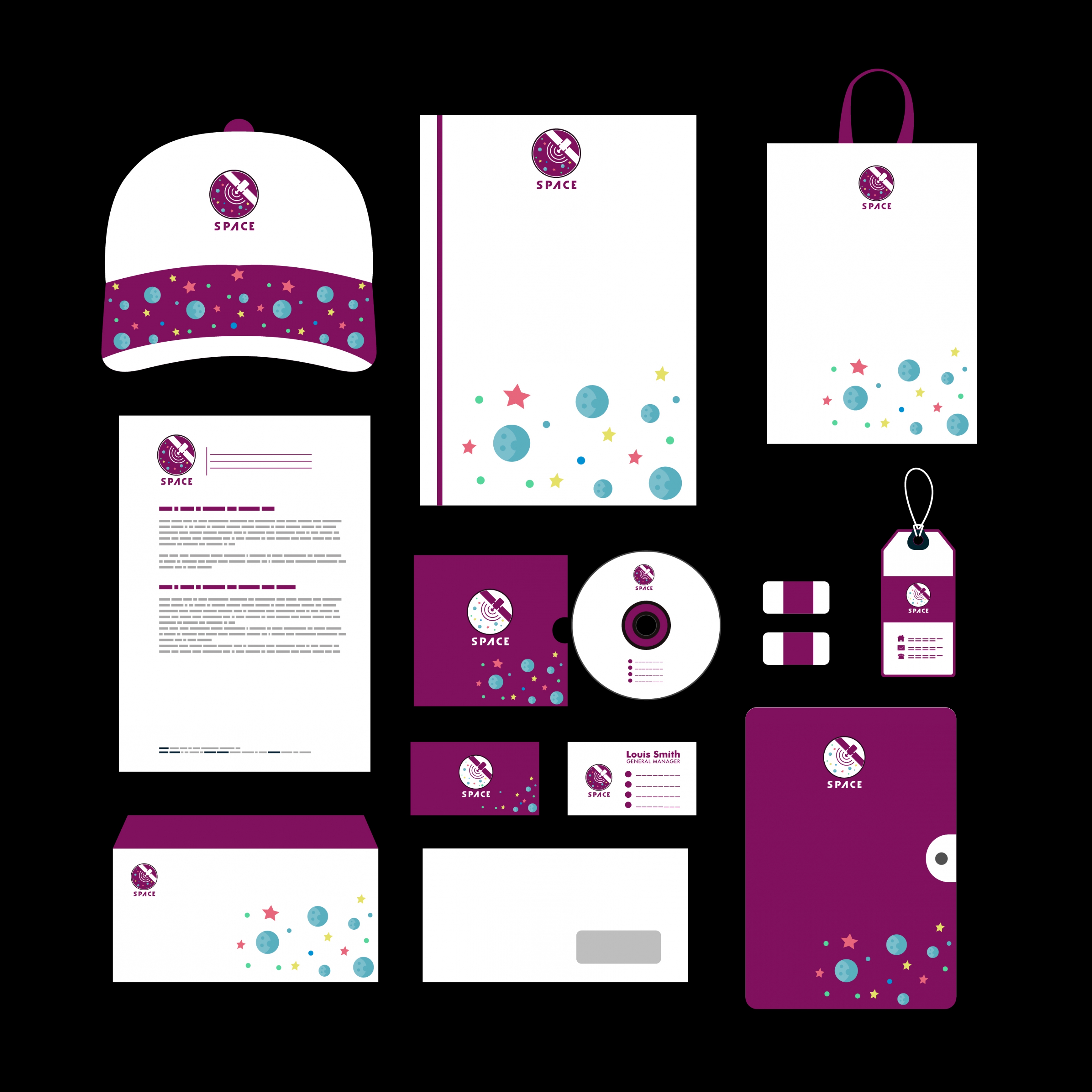 corporate identity sets violet design stars icons ornament