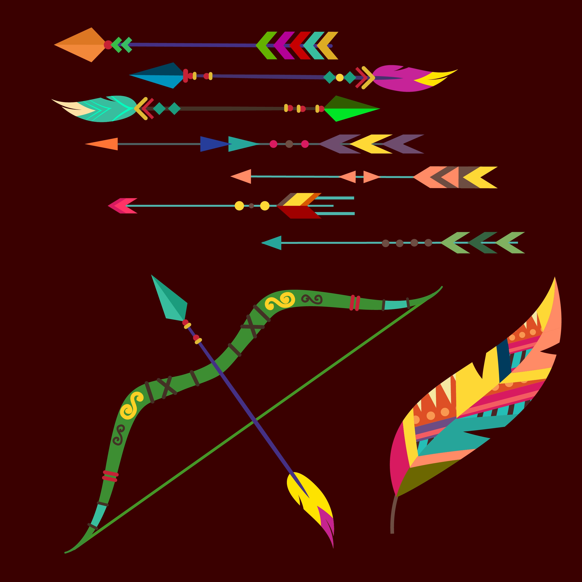 tribe symbol design elements colorful arrows and leaf