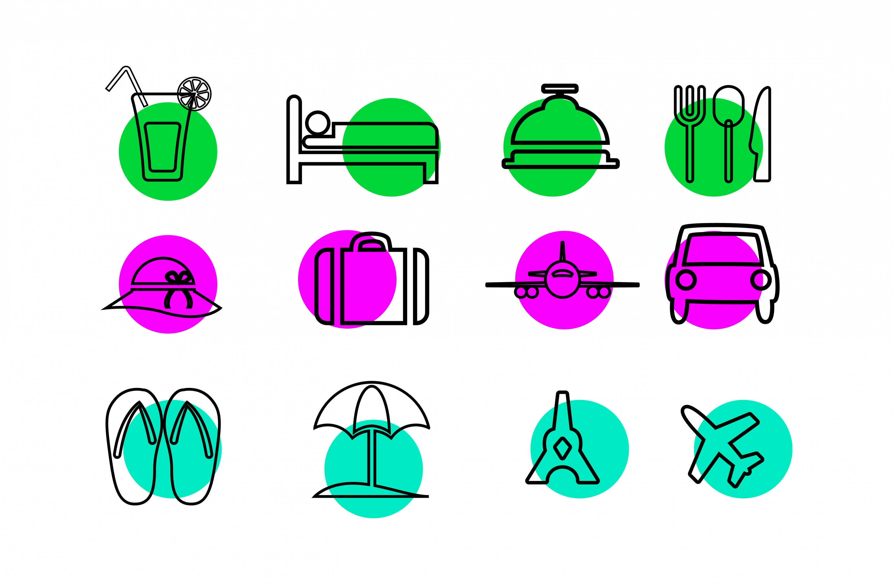 travel icons design various symbols in sketch style