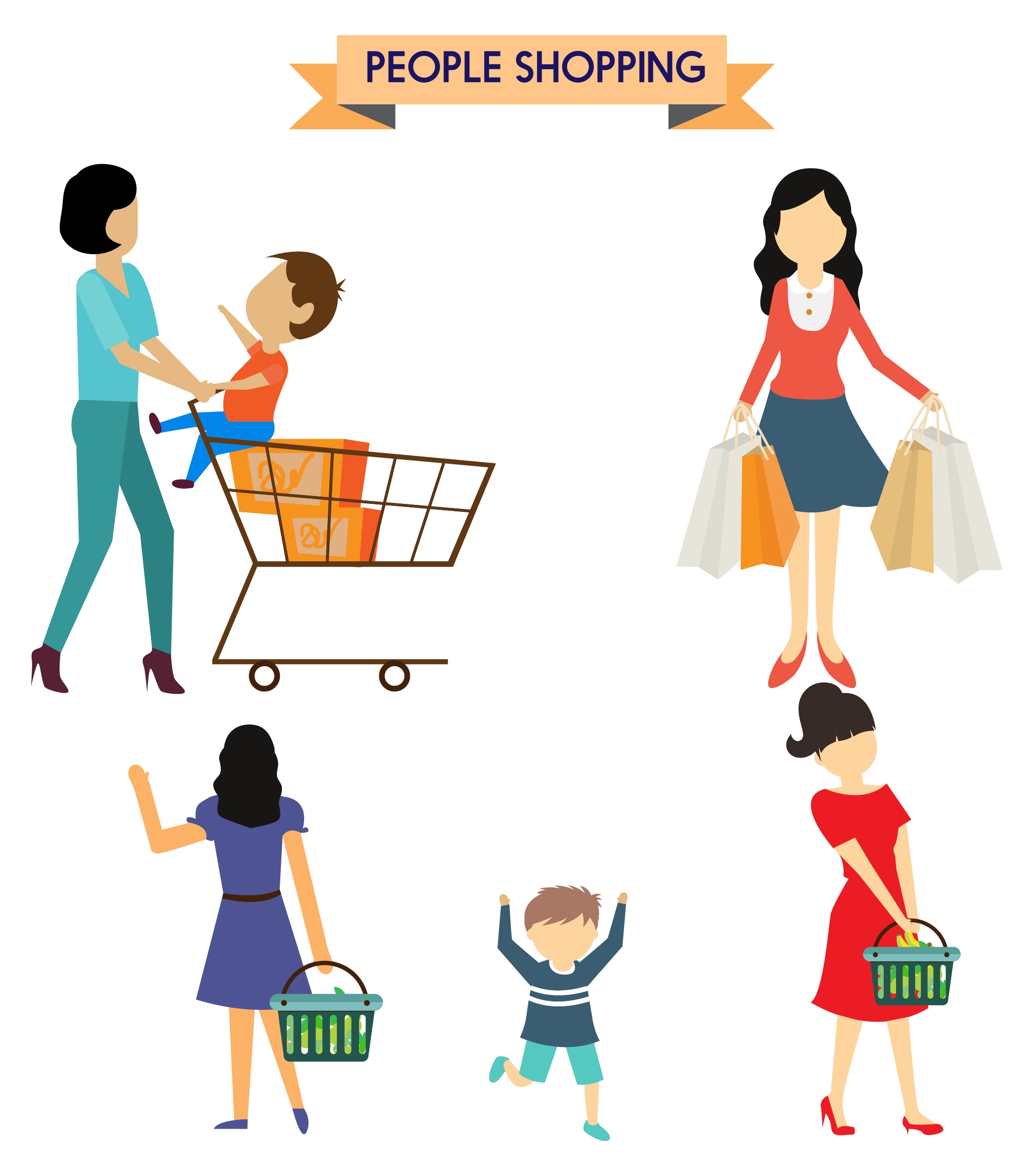 people shopping concepts woman and kids design