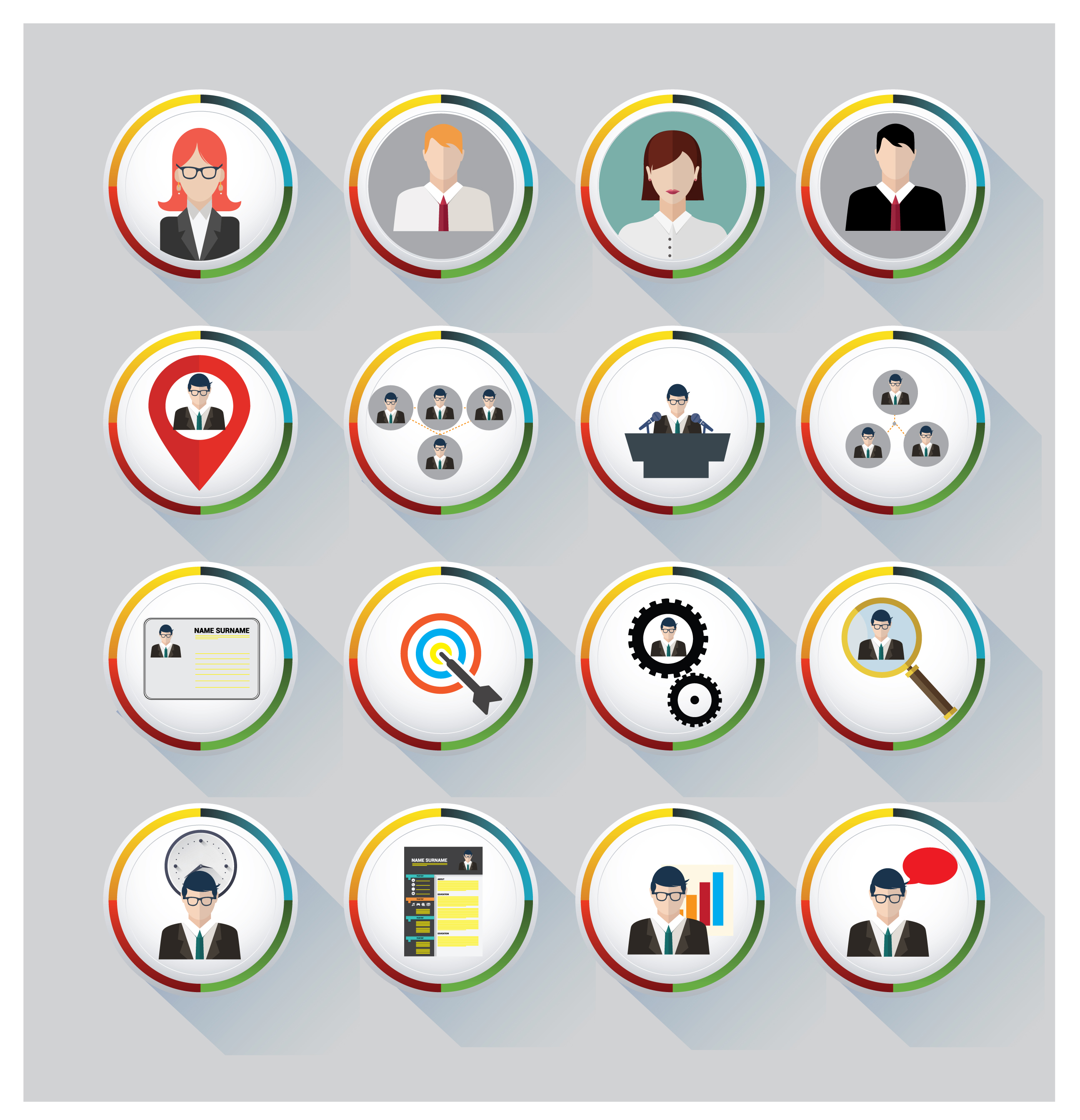 business icons vector with round design