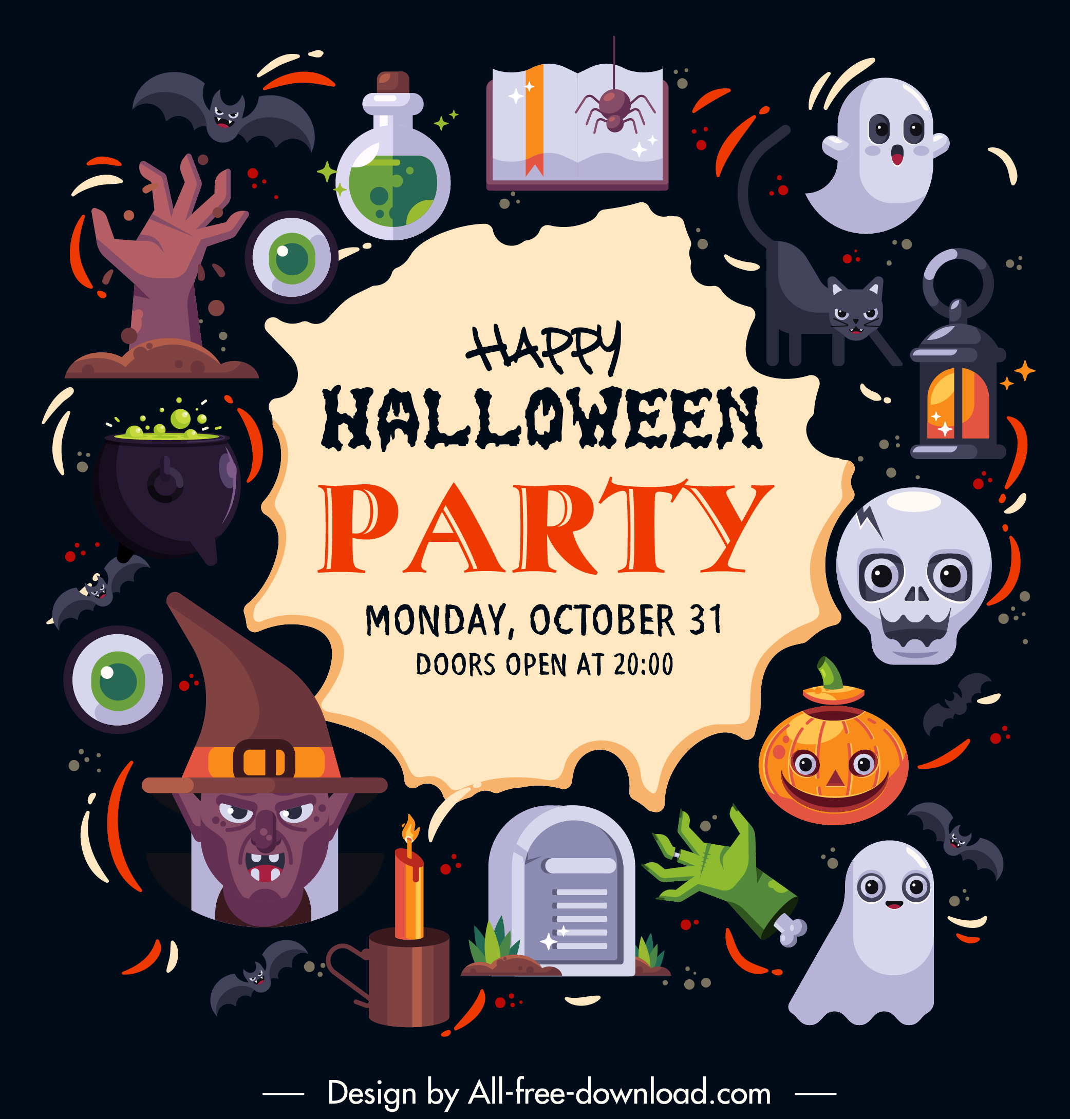 halloween poster template horrible elements decor