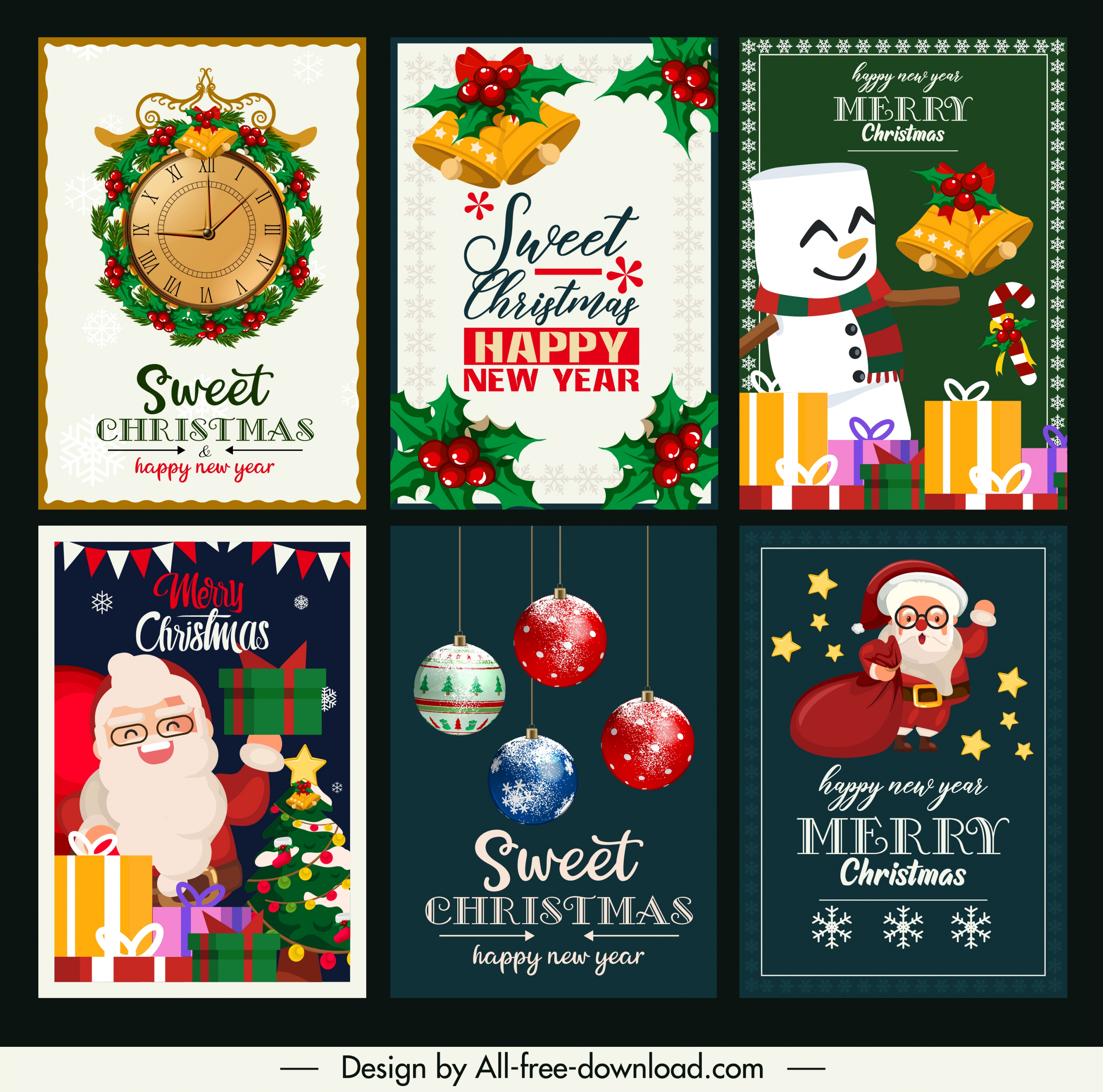 xmas cards templates elegant design colorful classic decor