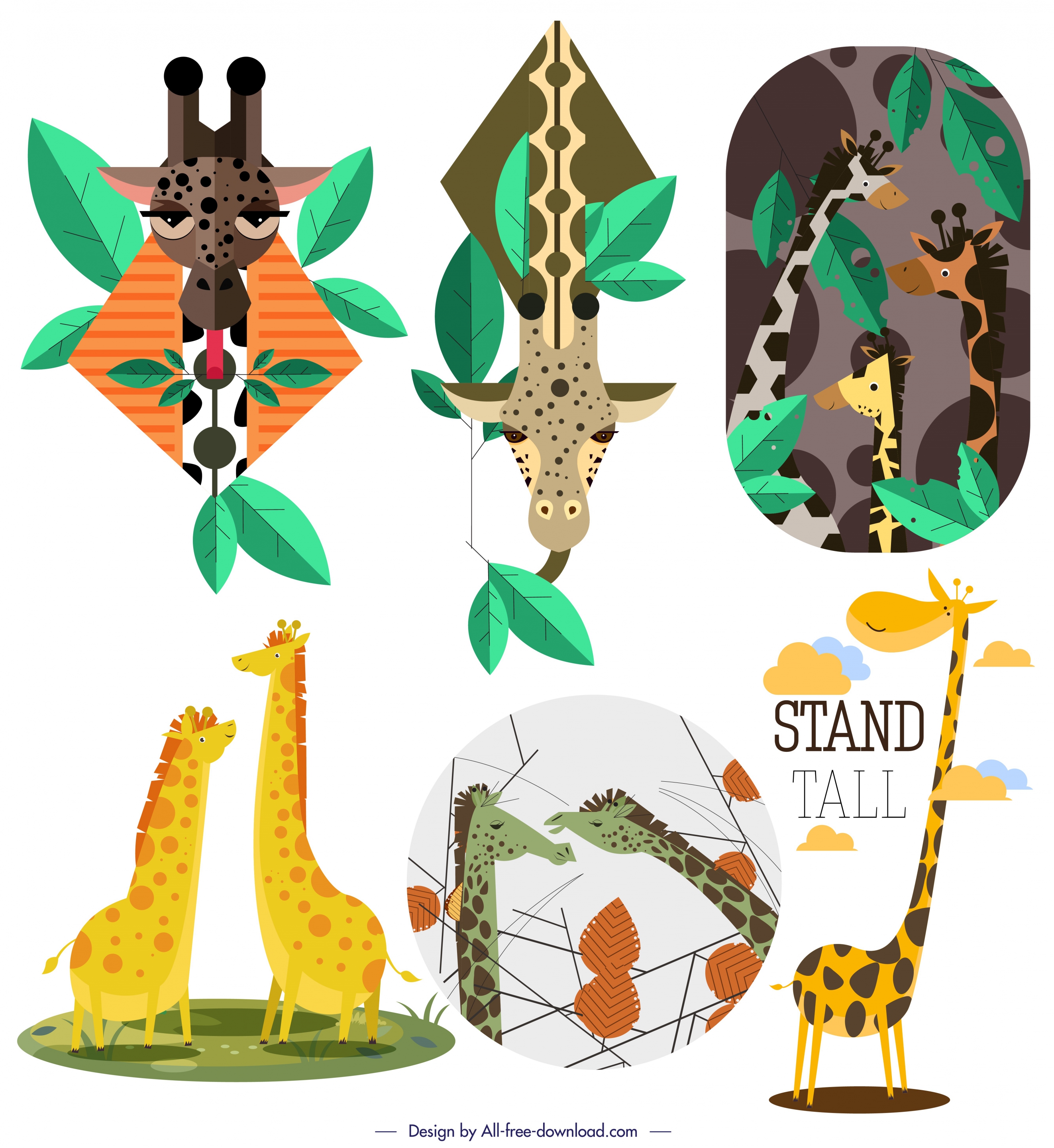 giraffe background templates cute cartoon characters