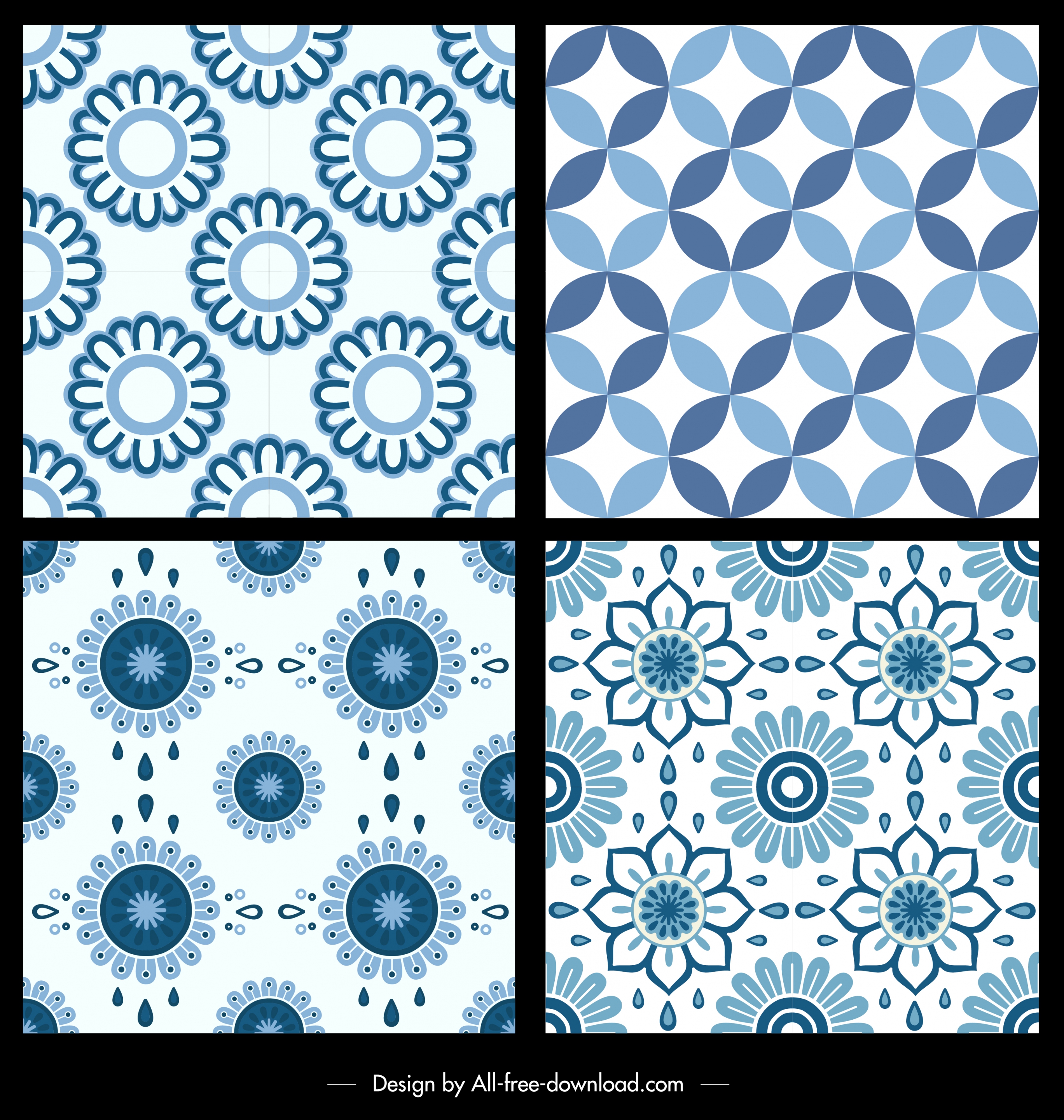 classical pattern templates blue repeating flowers decor