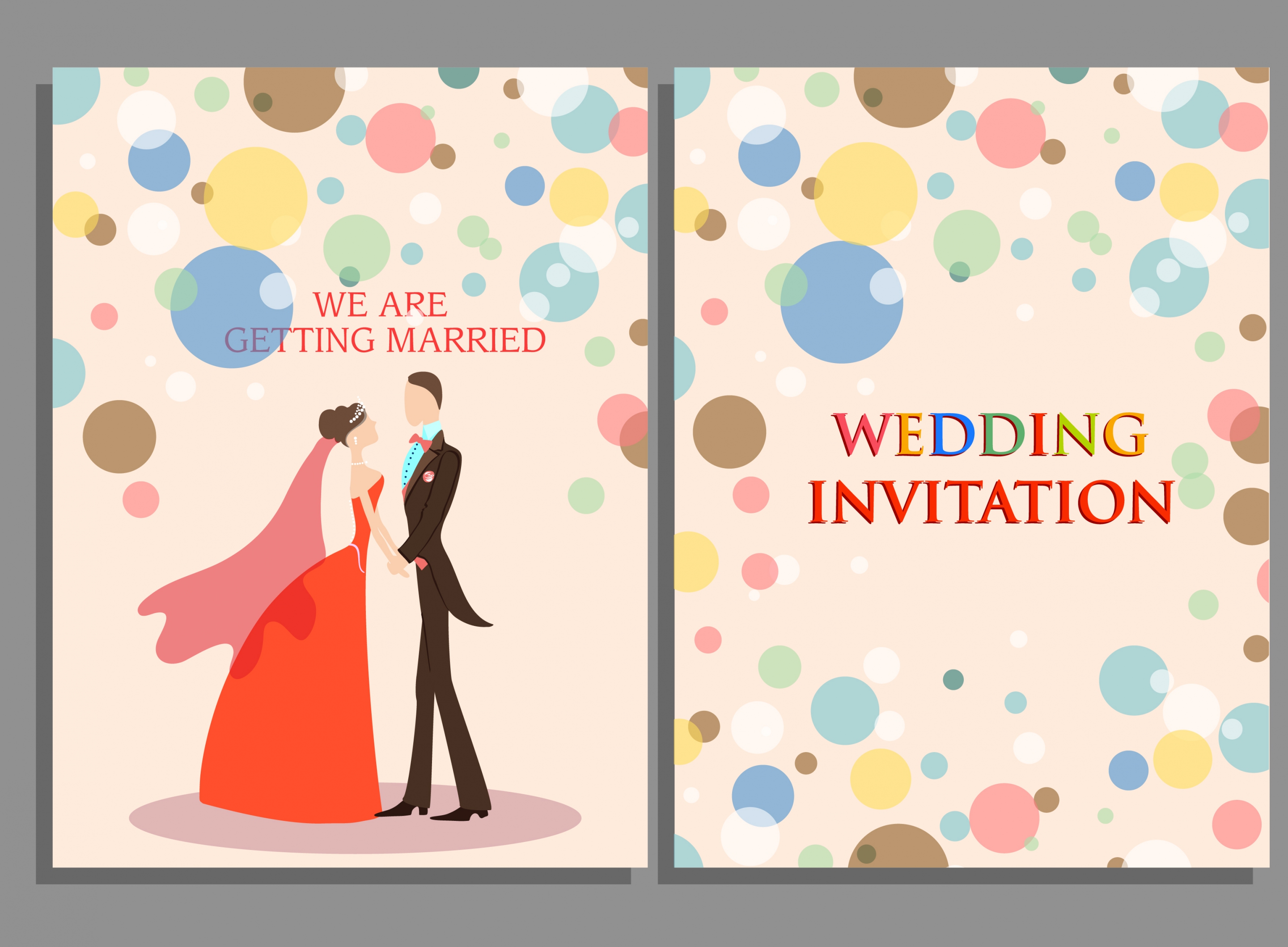 wedding card template marriage couple colorful round decor