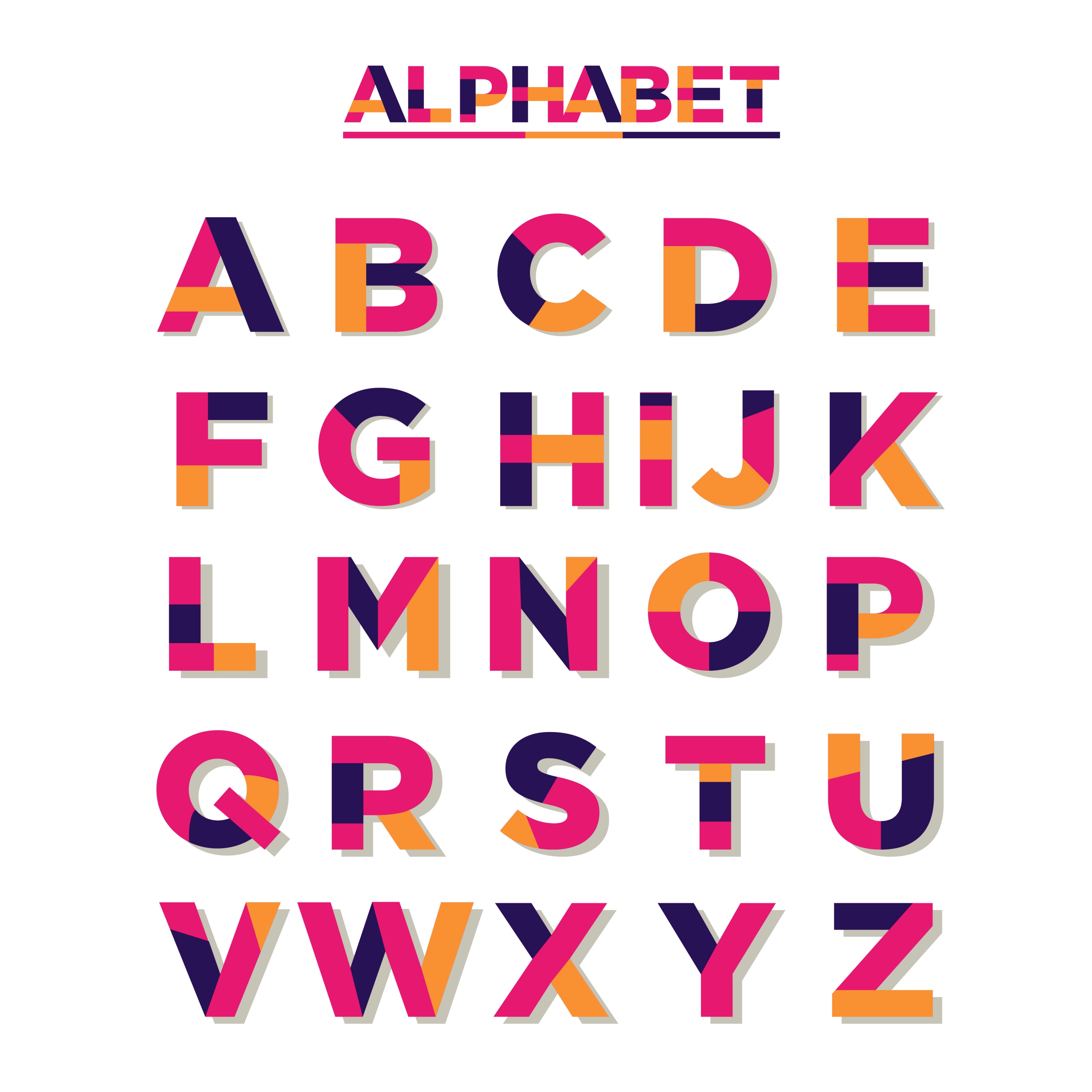 alphabet icons collection colorful capital lettering design