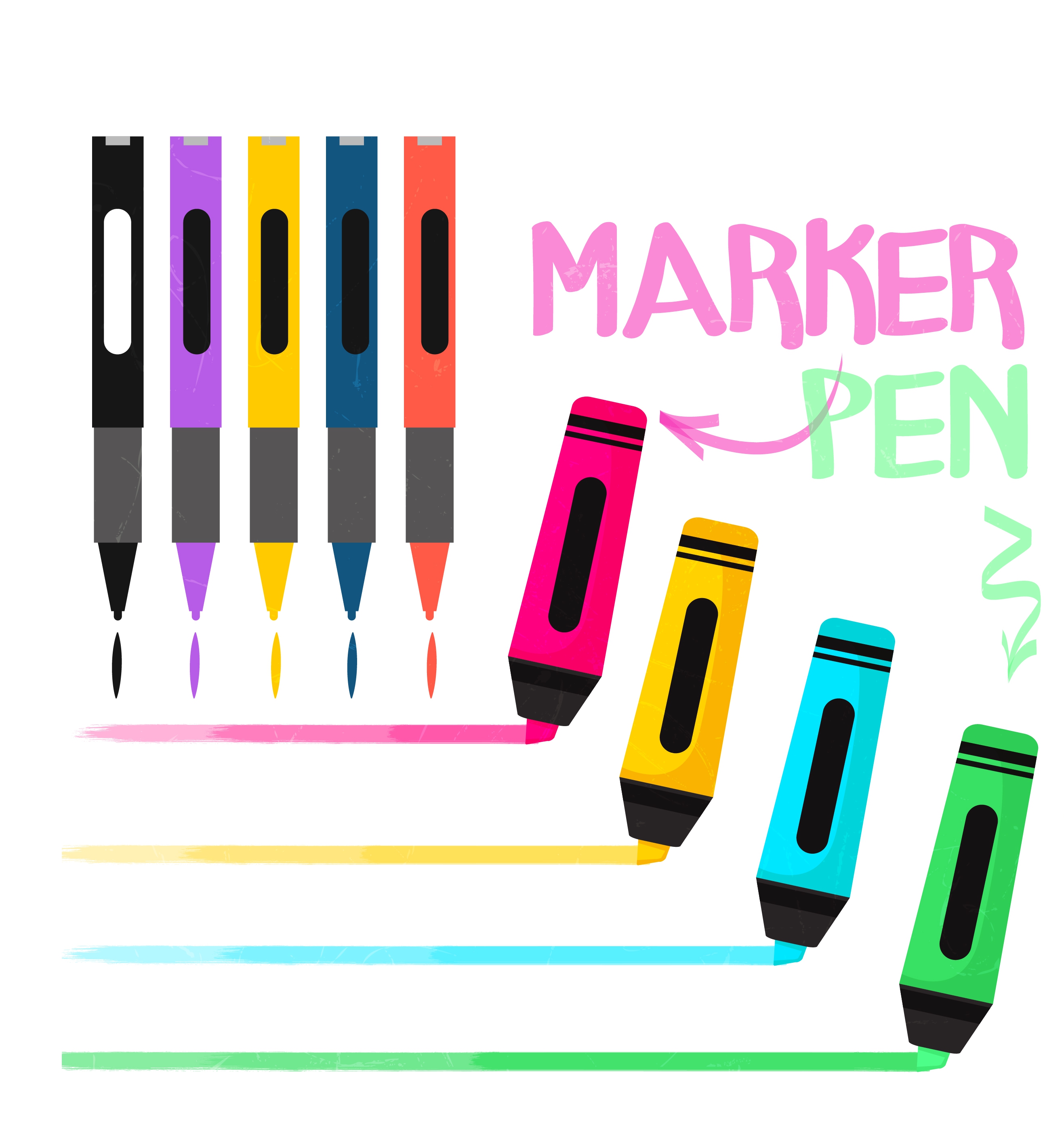 marker pens advertising colorful icons decoration