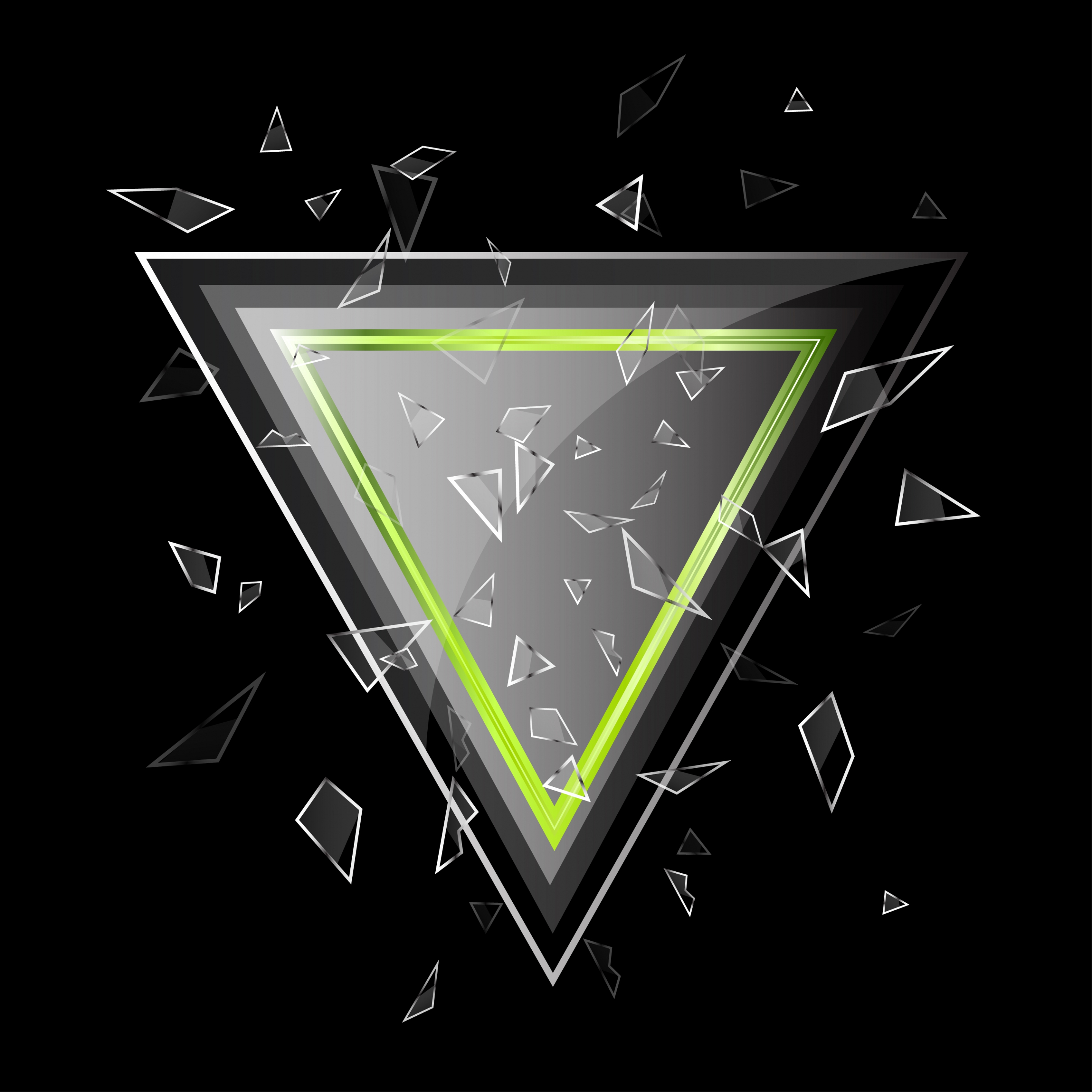 broken glass background shiny grey triangle dark design