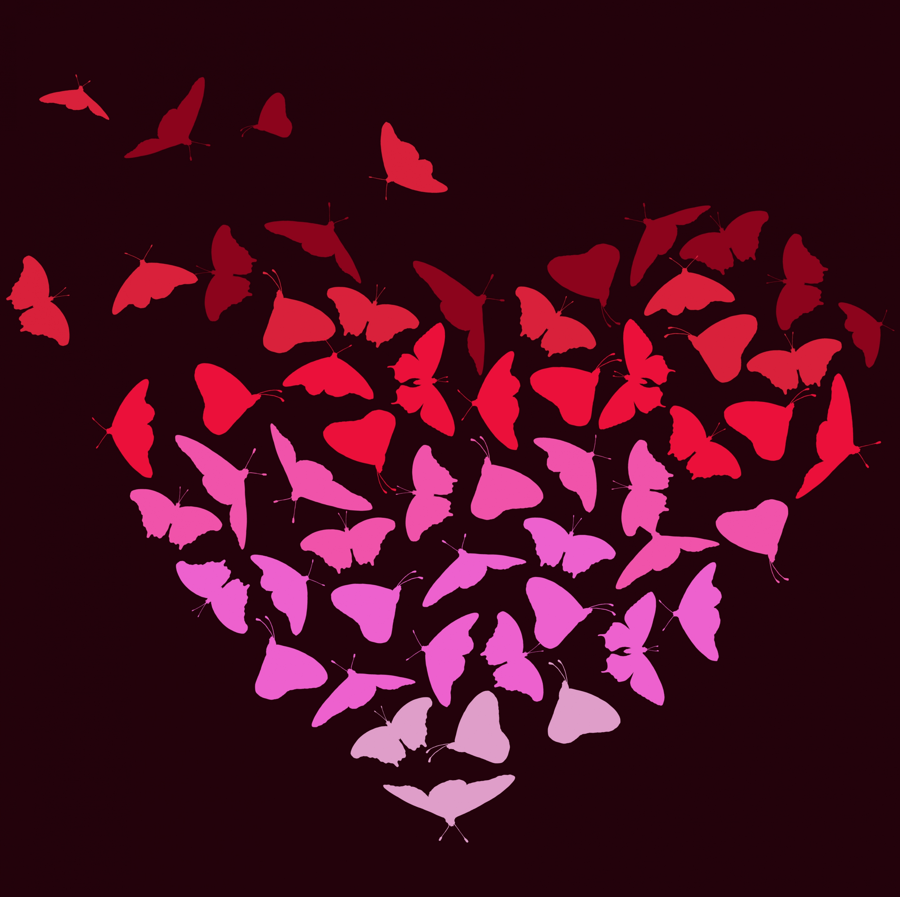 butterflies background heart shape design dark color