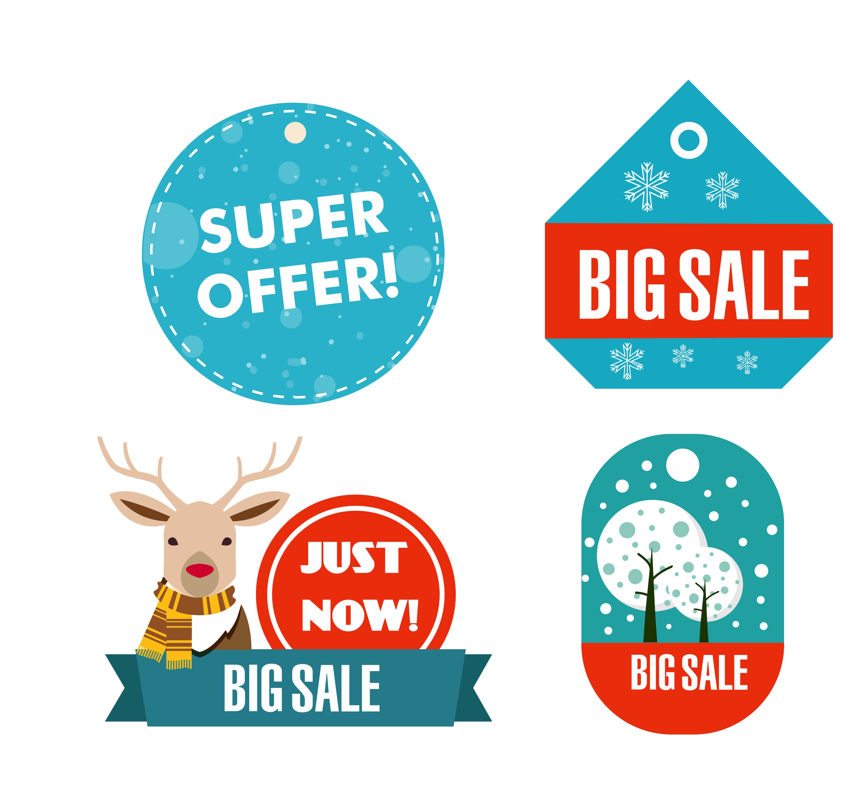 winter sale badges collection various shapes ornament