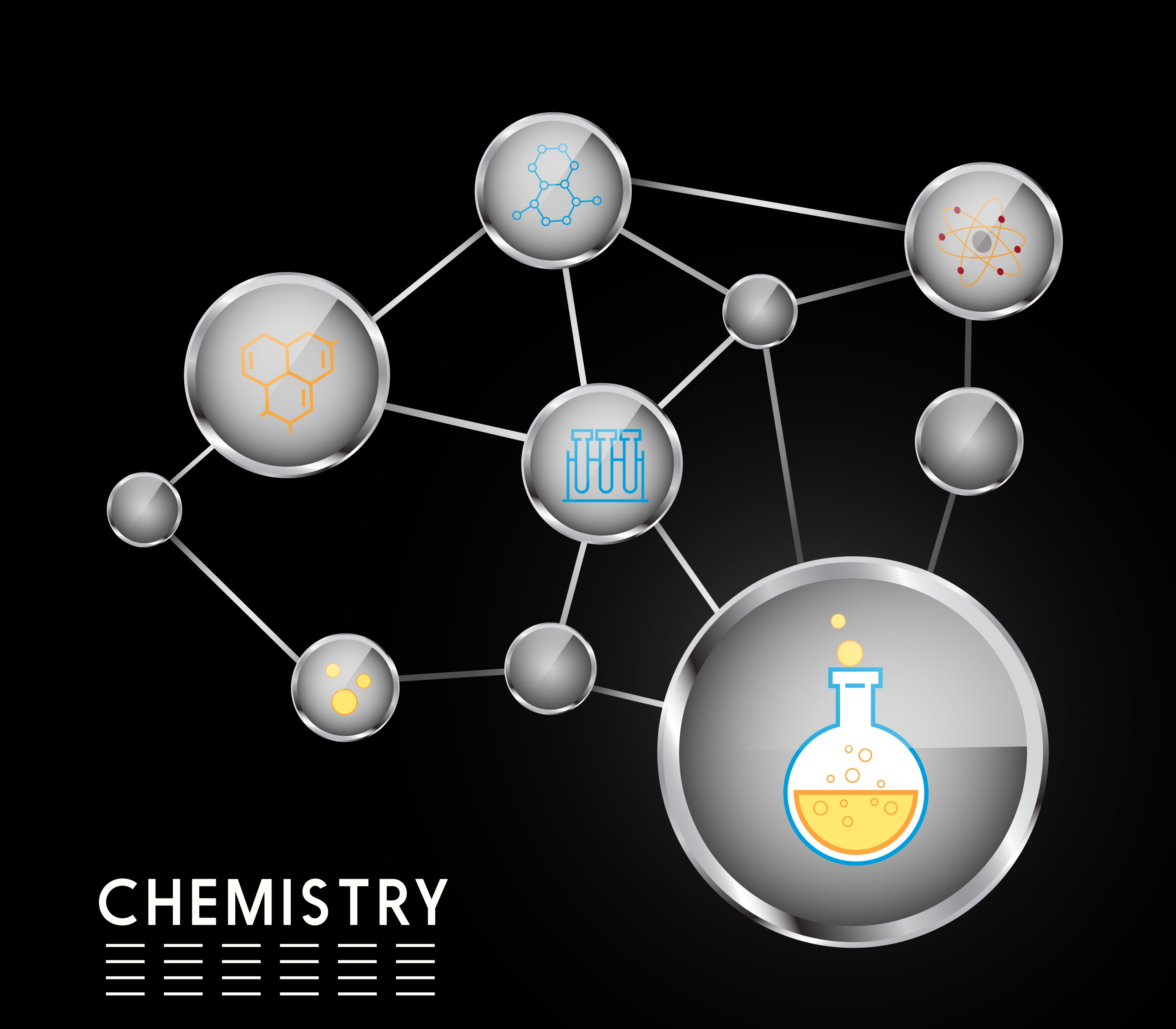 chemistry background circle connection decoration molecule icons