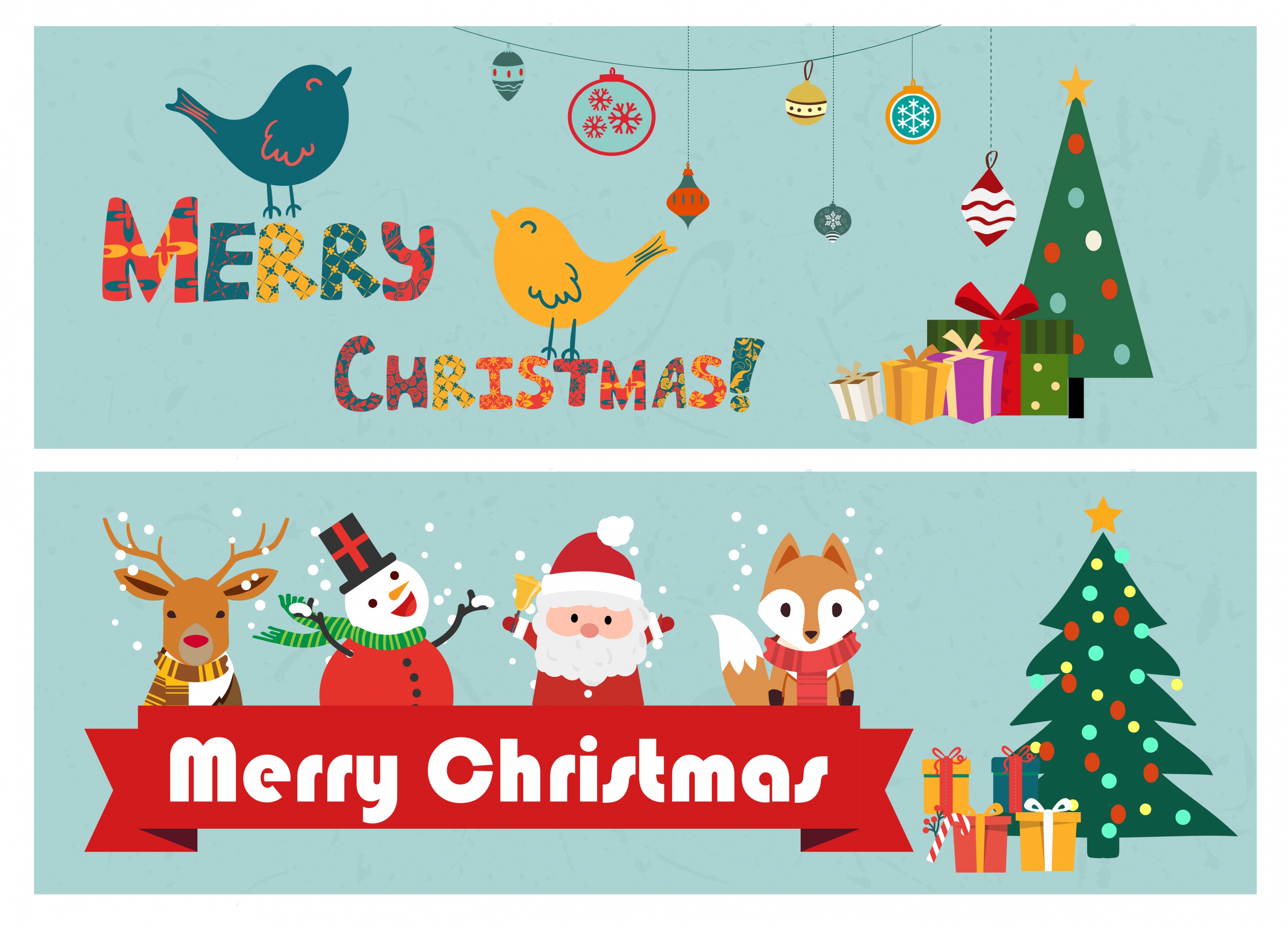 christmas banners classical design and symbol elements