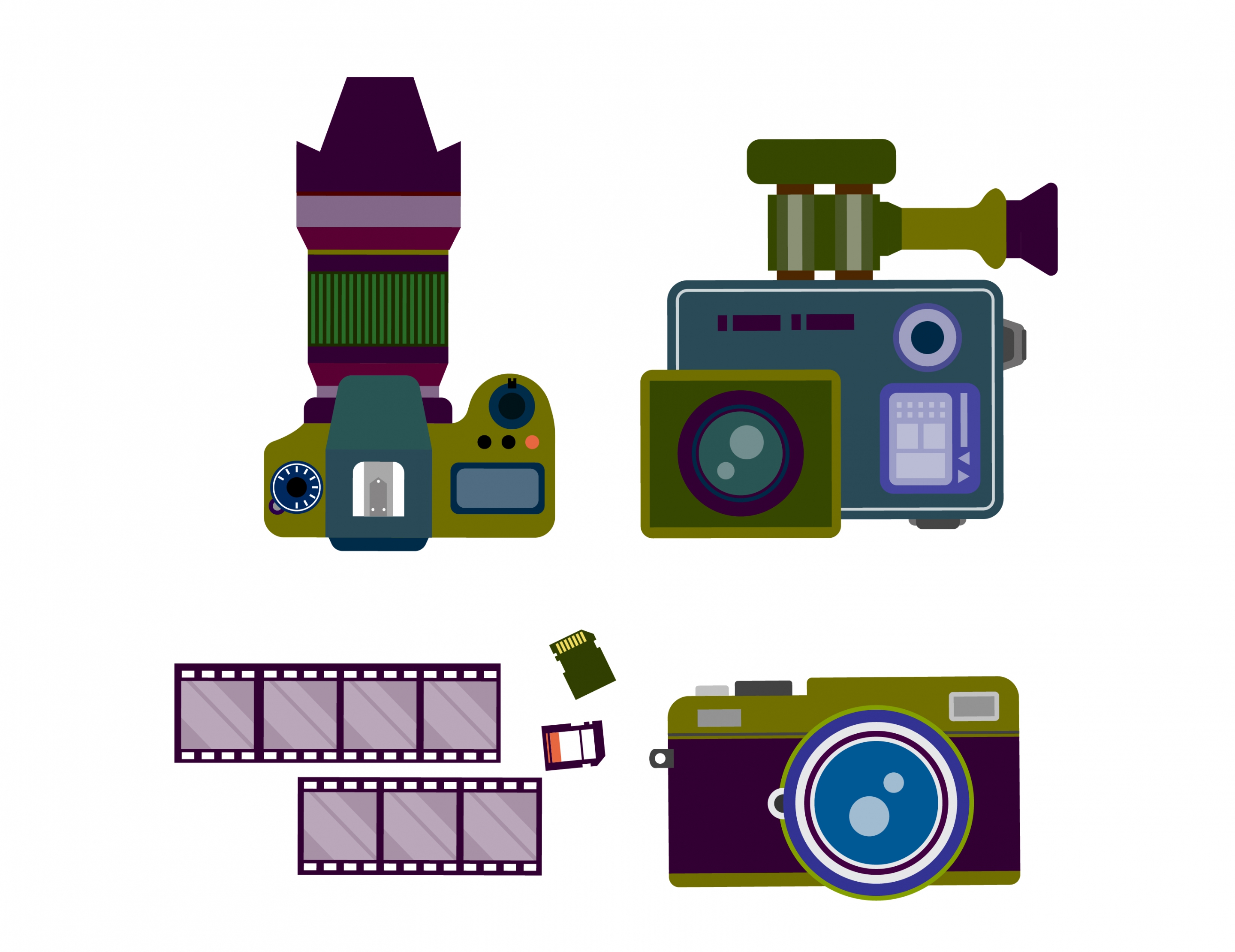 camera symbols sets various colored types