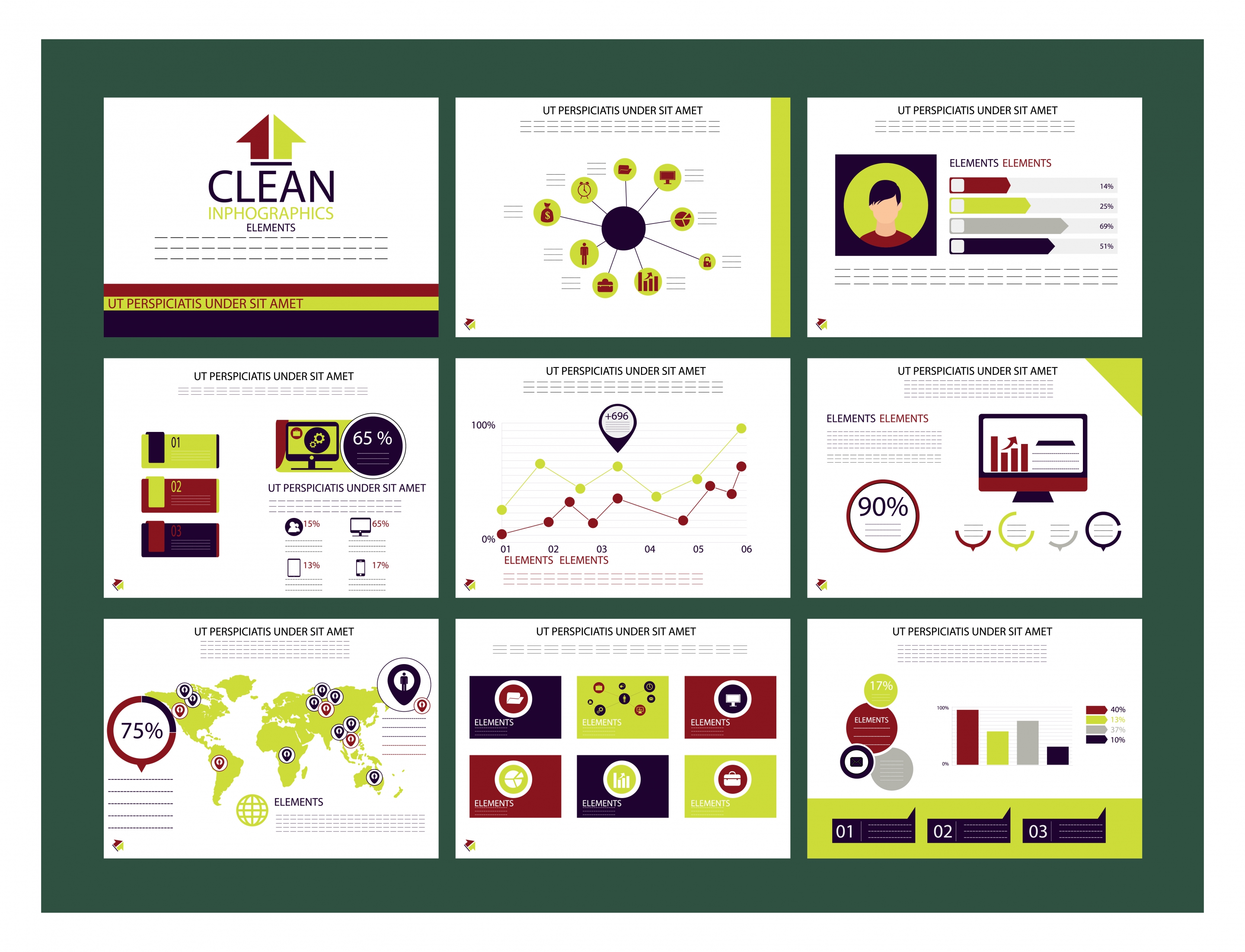 business presentation design with infographics elements illustration