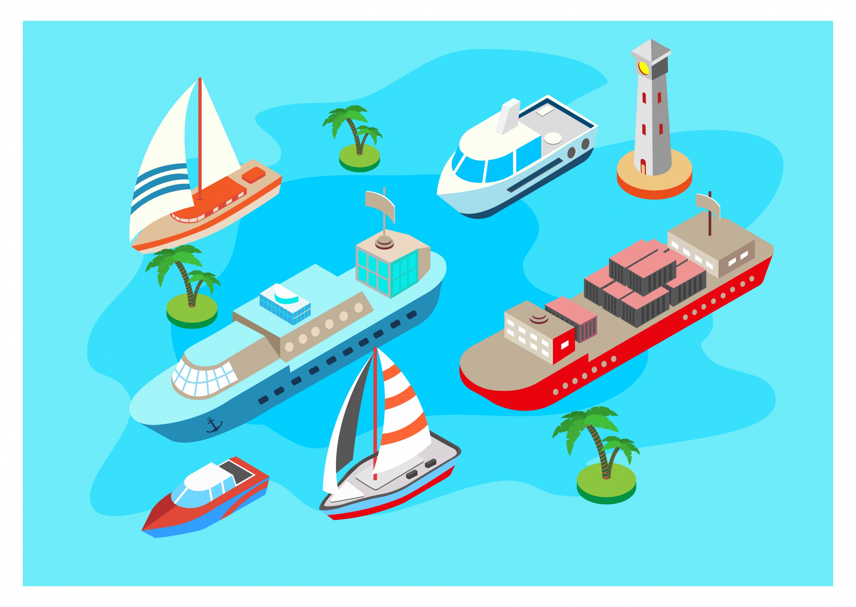 various ships 3d sketch vector