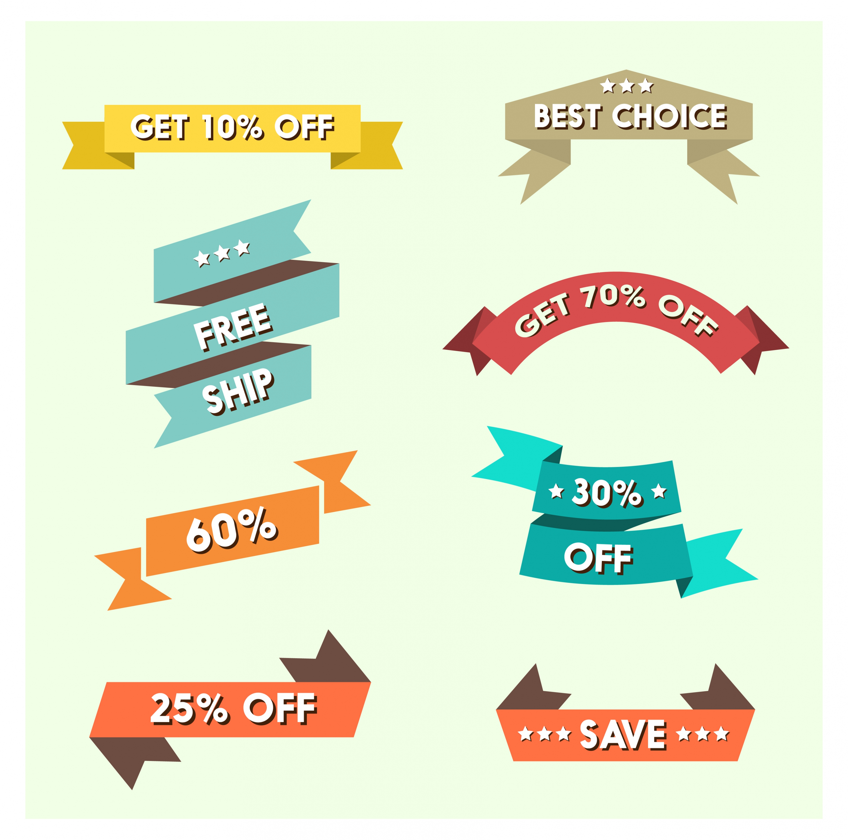 sales ribbons vector illustration with various styles