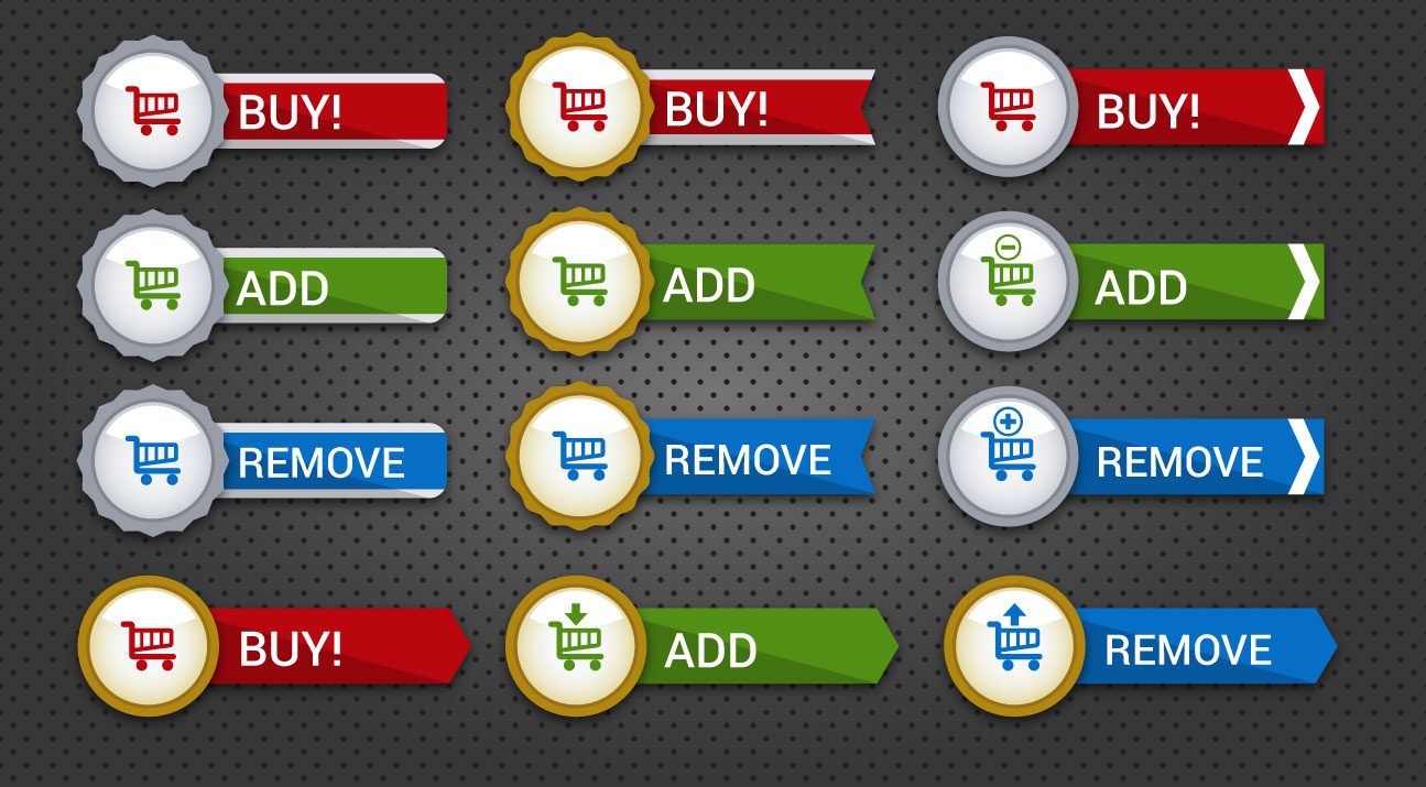 commerce webite buttons with cart icons