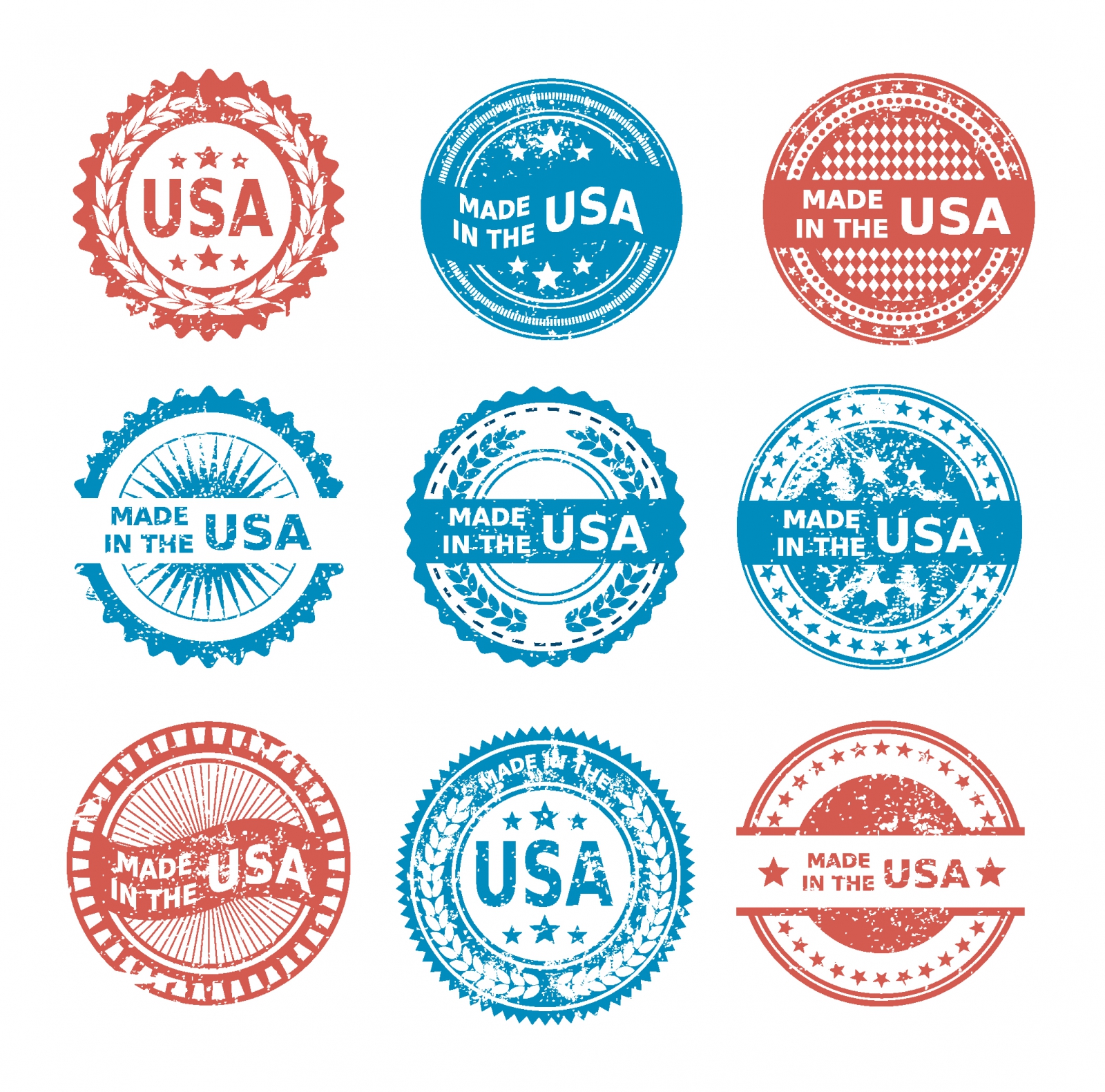 Made in the USA patriotic Grunge icon set