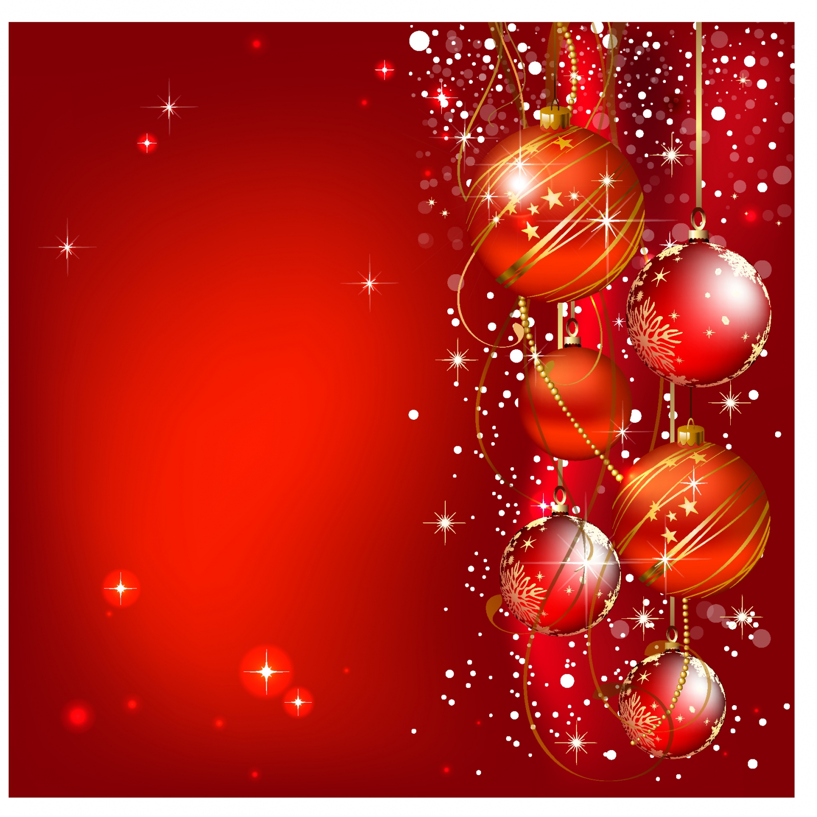 Christmas greeting with red balls